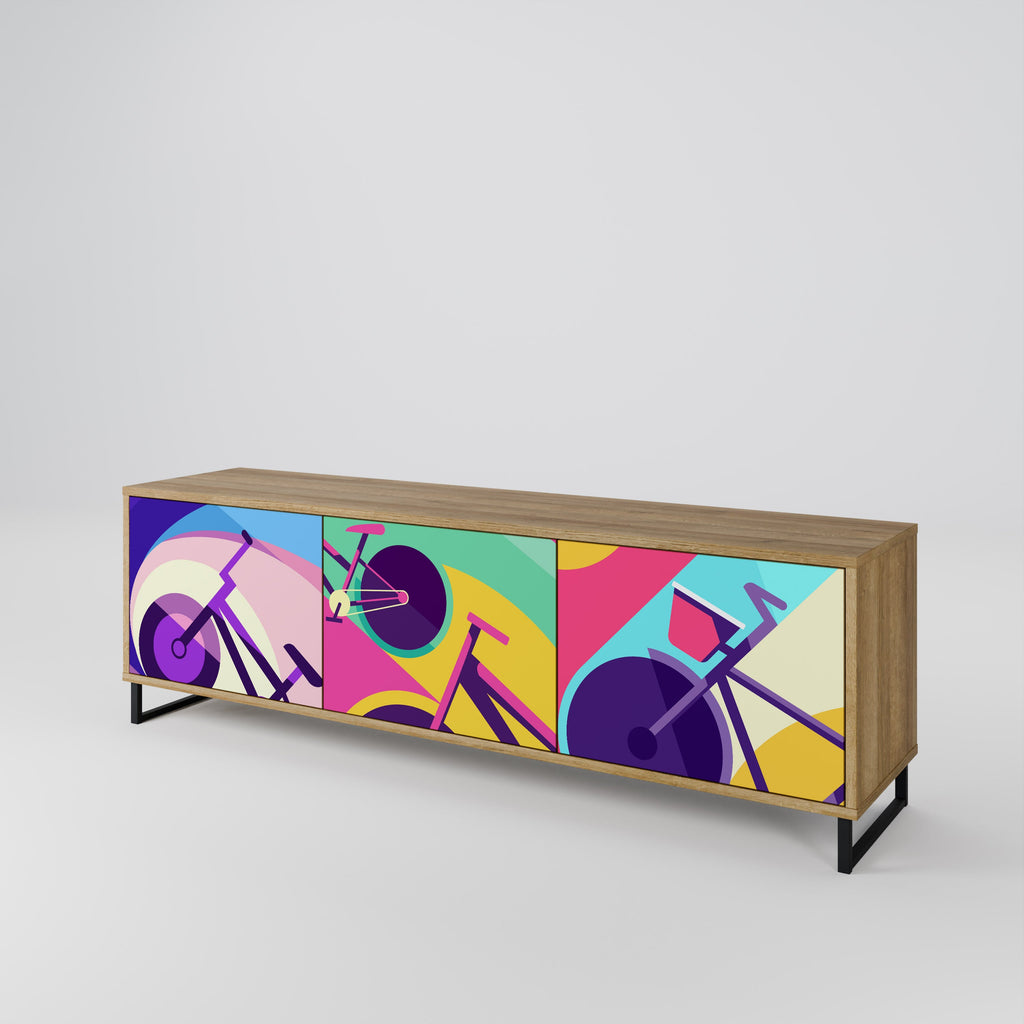 BIKE DREAMS Móvel de TV com 3 Portas em Efeito Carvalho