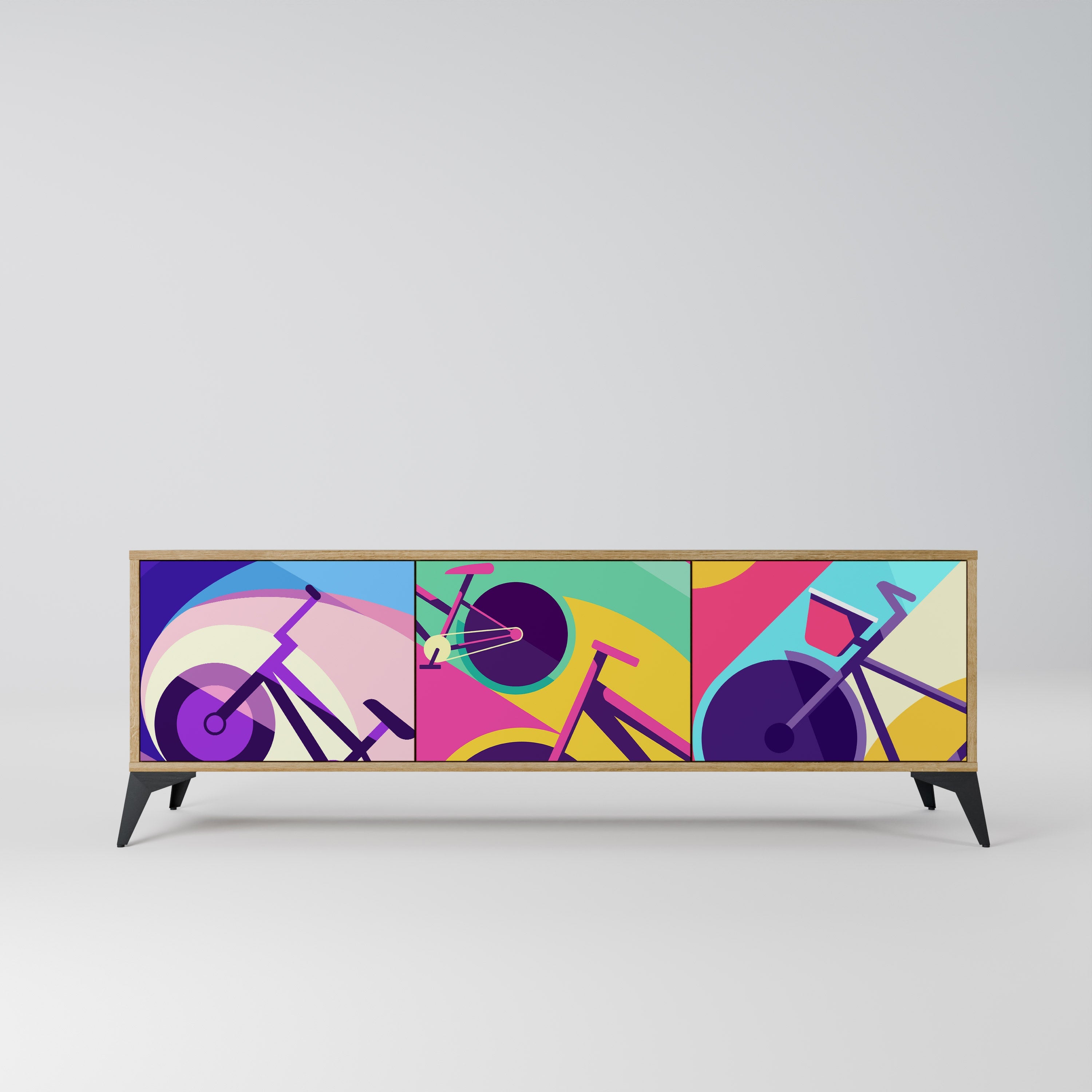 BIKE DREAMS Móvel de TV com 3 Portas em Efeito Carvalho
