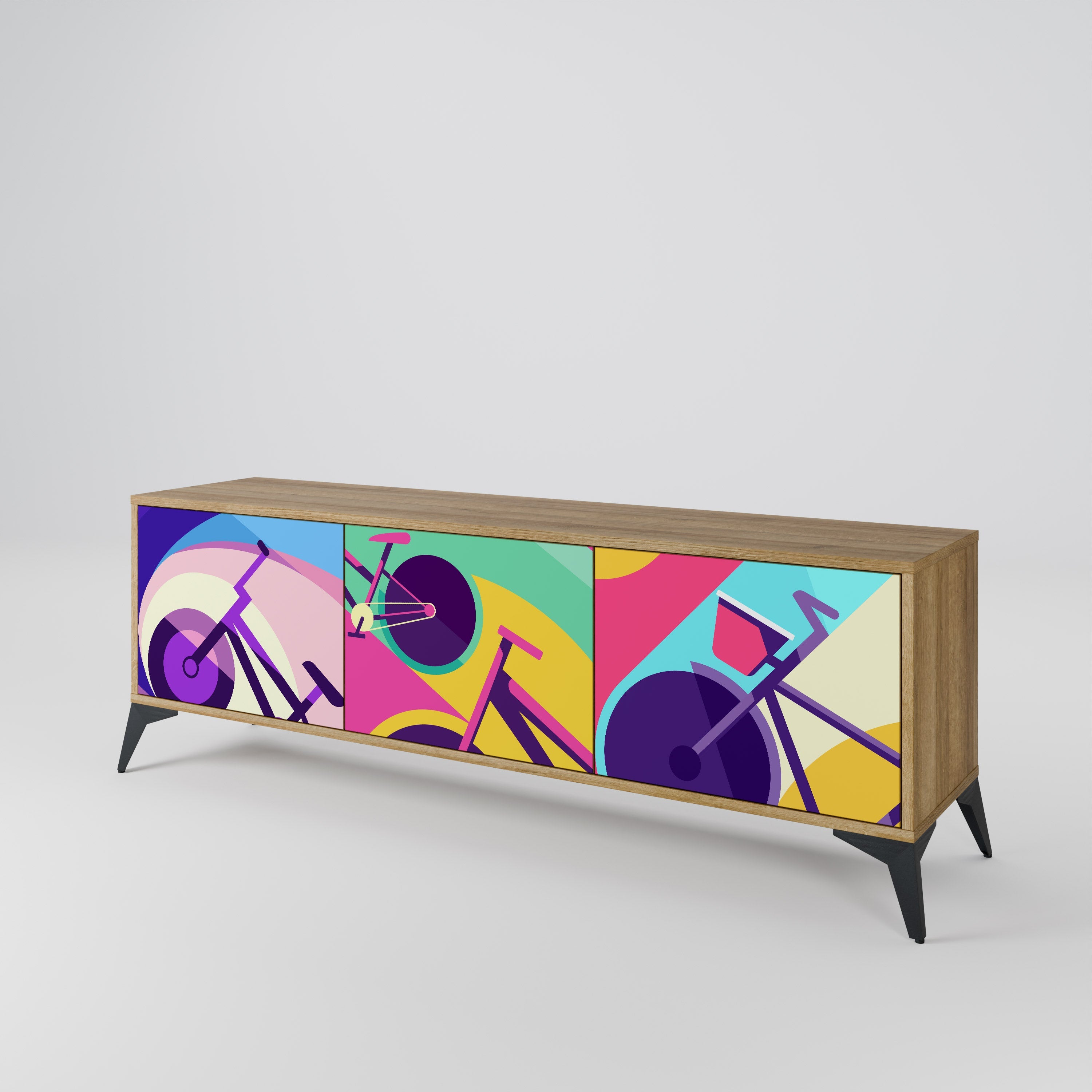 BIKE DREAMS Móvel de TV com 3 Portas em Efeito Carvalho