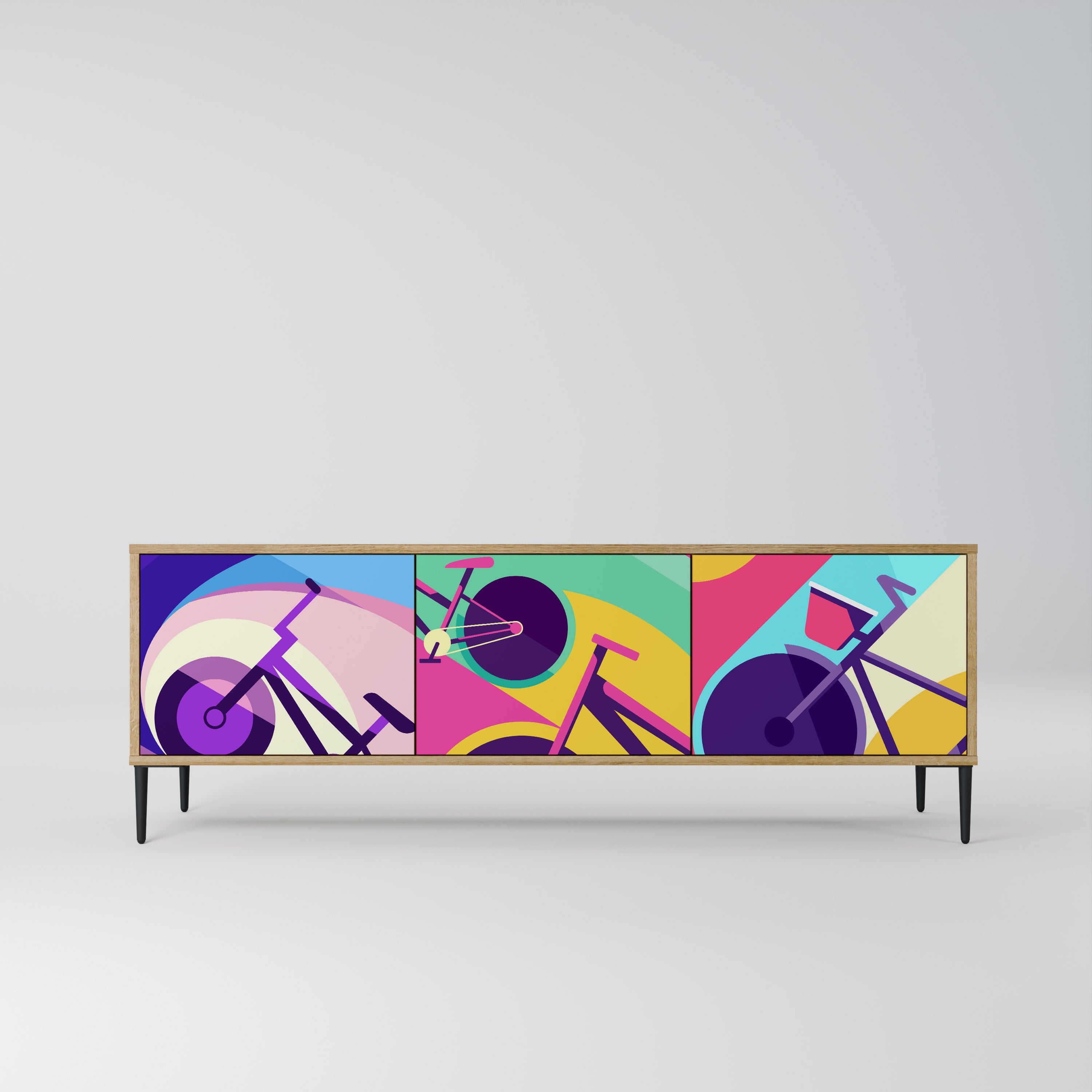 BIKE DREAMS Móvel de TV com 3 Portas em Efeito Carvalho