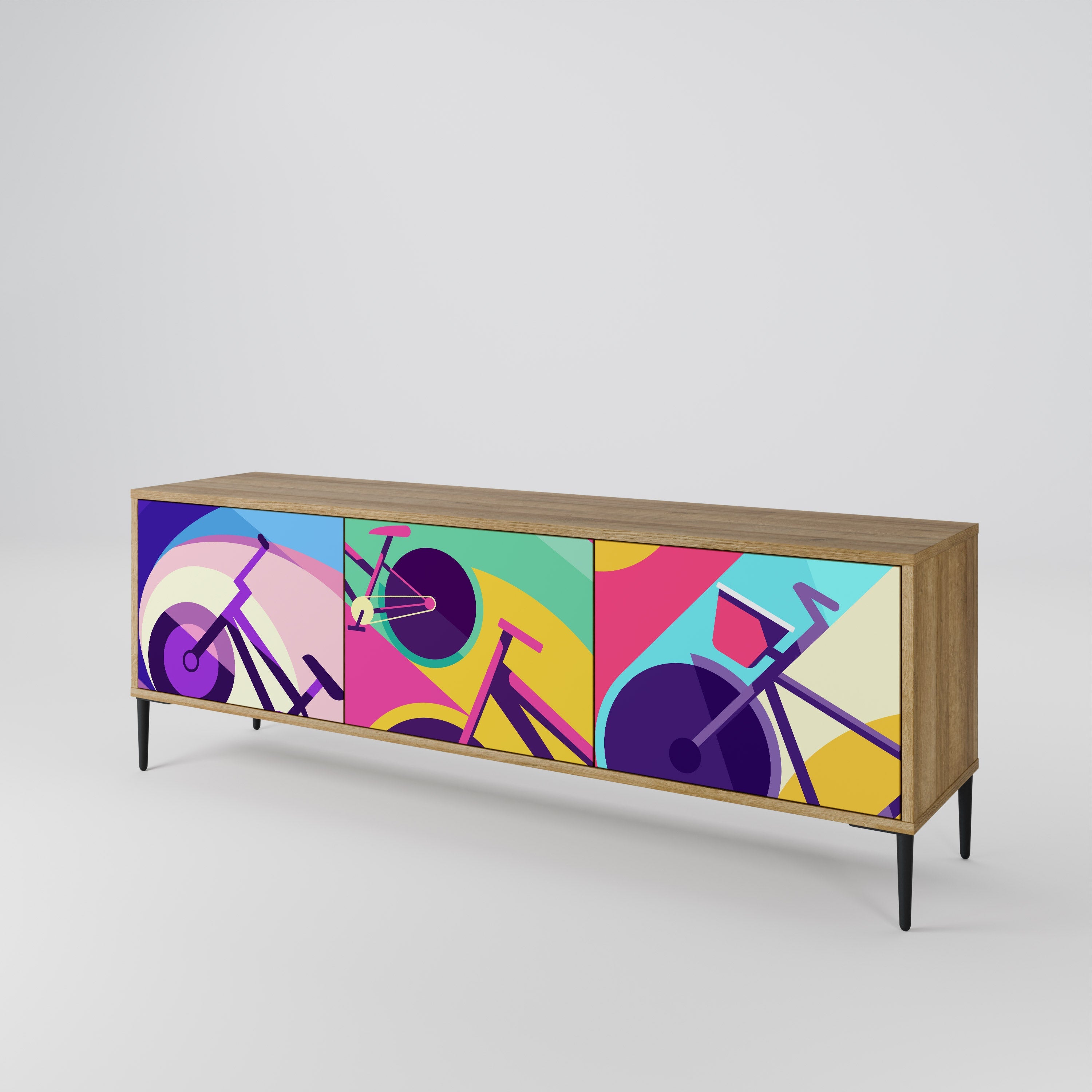 BIKE DREAMS Móvel de TV com 3 Portas em Efeito Carvalho