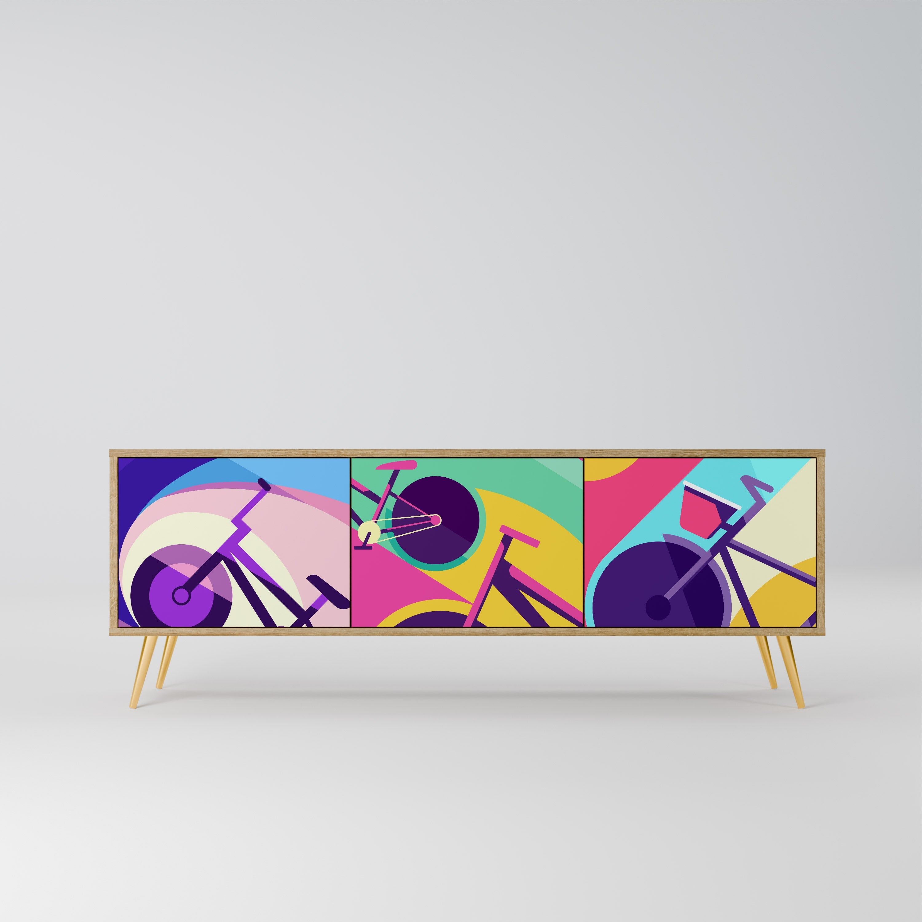 BIKE DREAMS Móvel de TV com 3 Portas em Efeito Carvalho