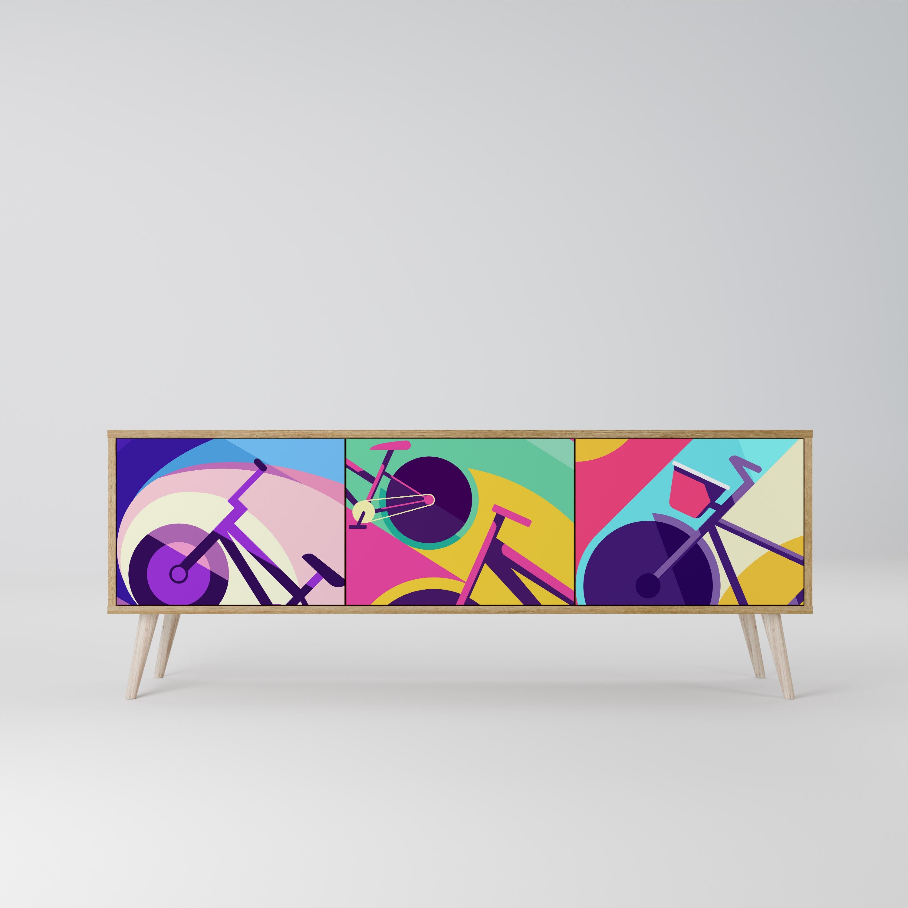 BIKE DREAMS Móvel de TV com 3 Portas em Efeito Carvalho