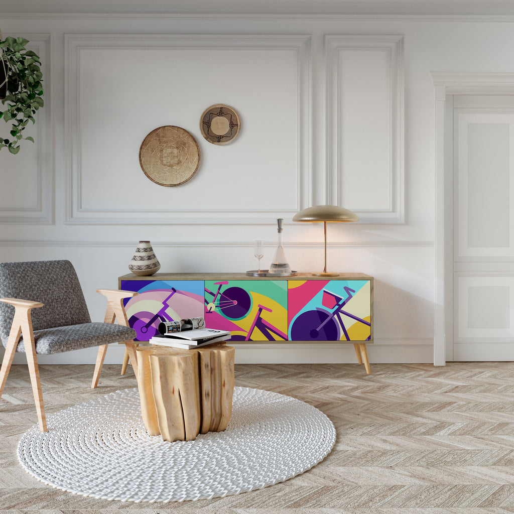 BIKE DREAMS Móvel de TV com 3 Portas em Efeito Carvalho