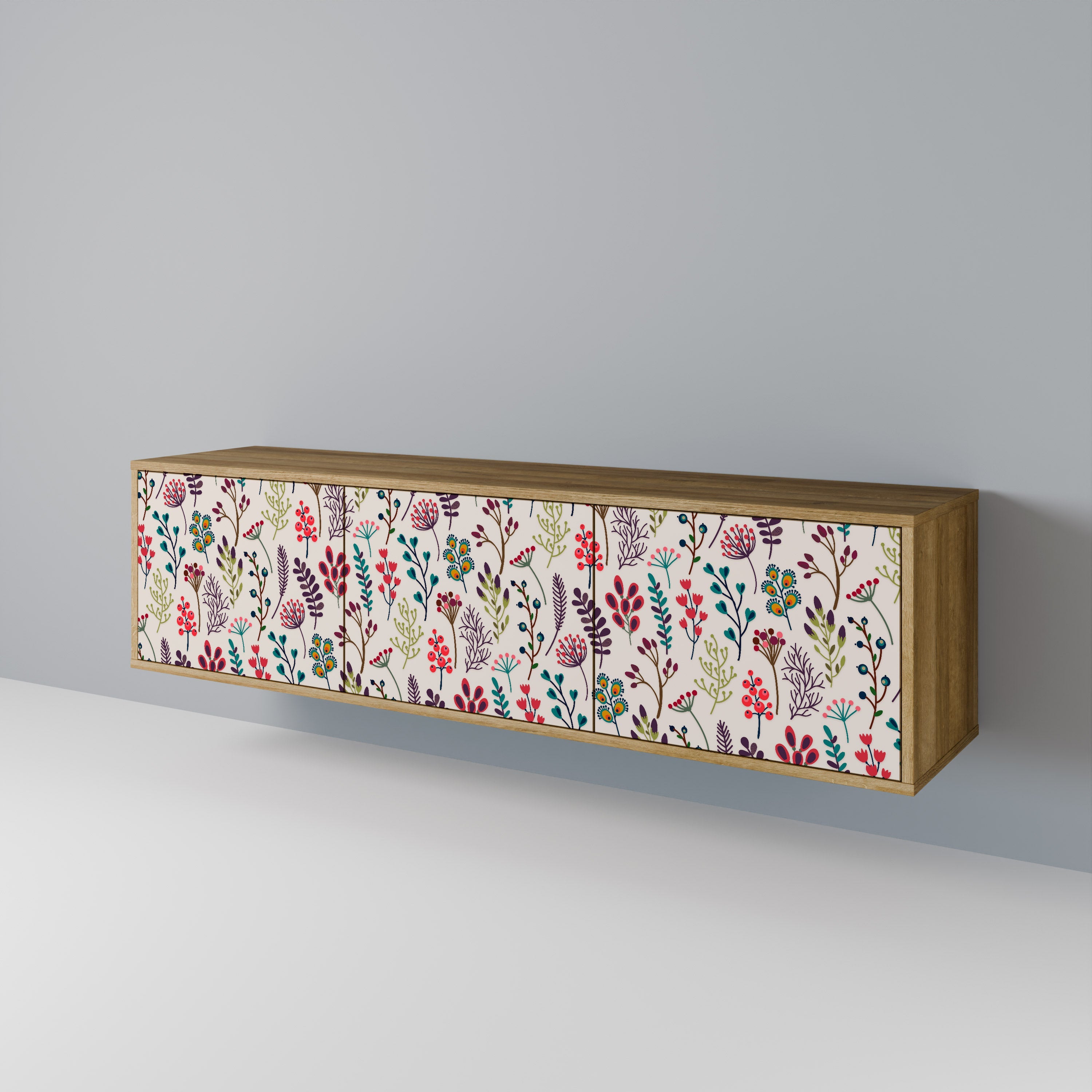 AUTUMN SUNDRIES 3-Door TV Stand in Oak Effect