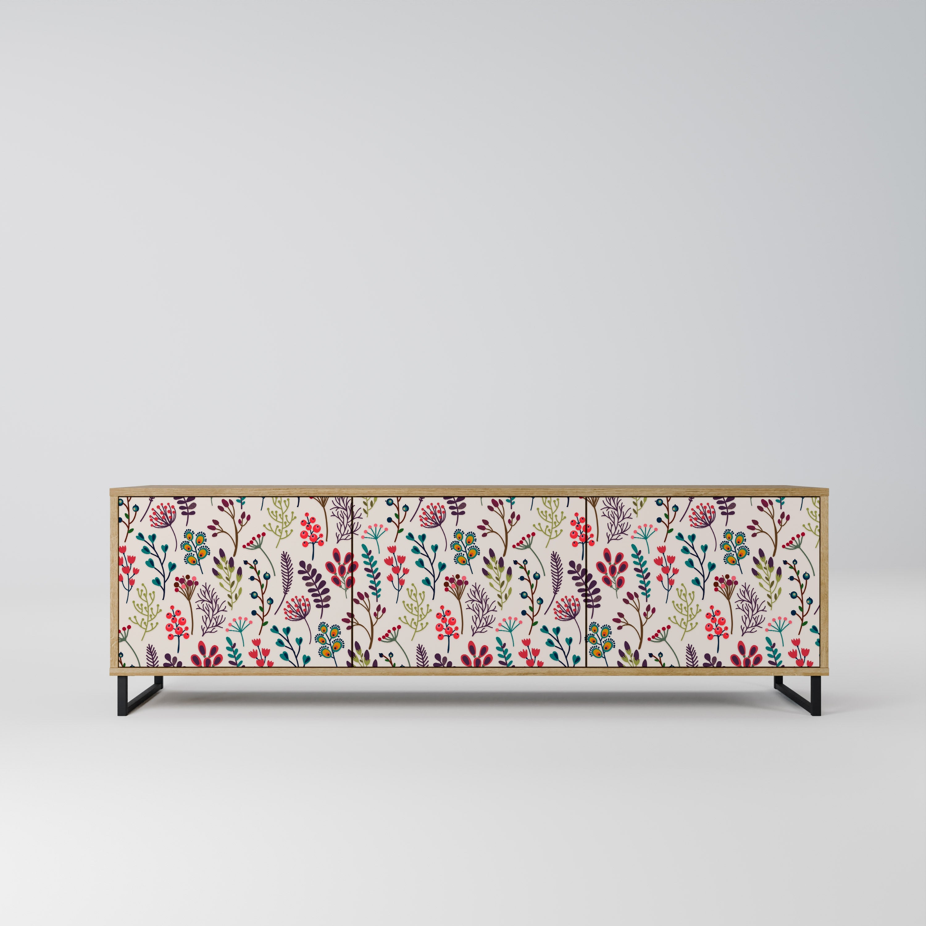 AUTUMN SUNDRIES 3-Door TV Stand in Oak Effect