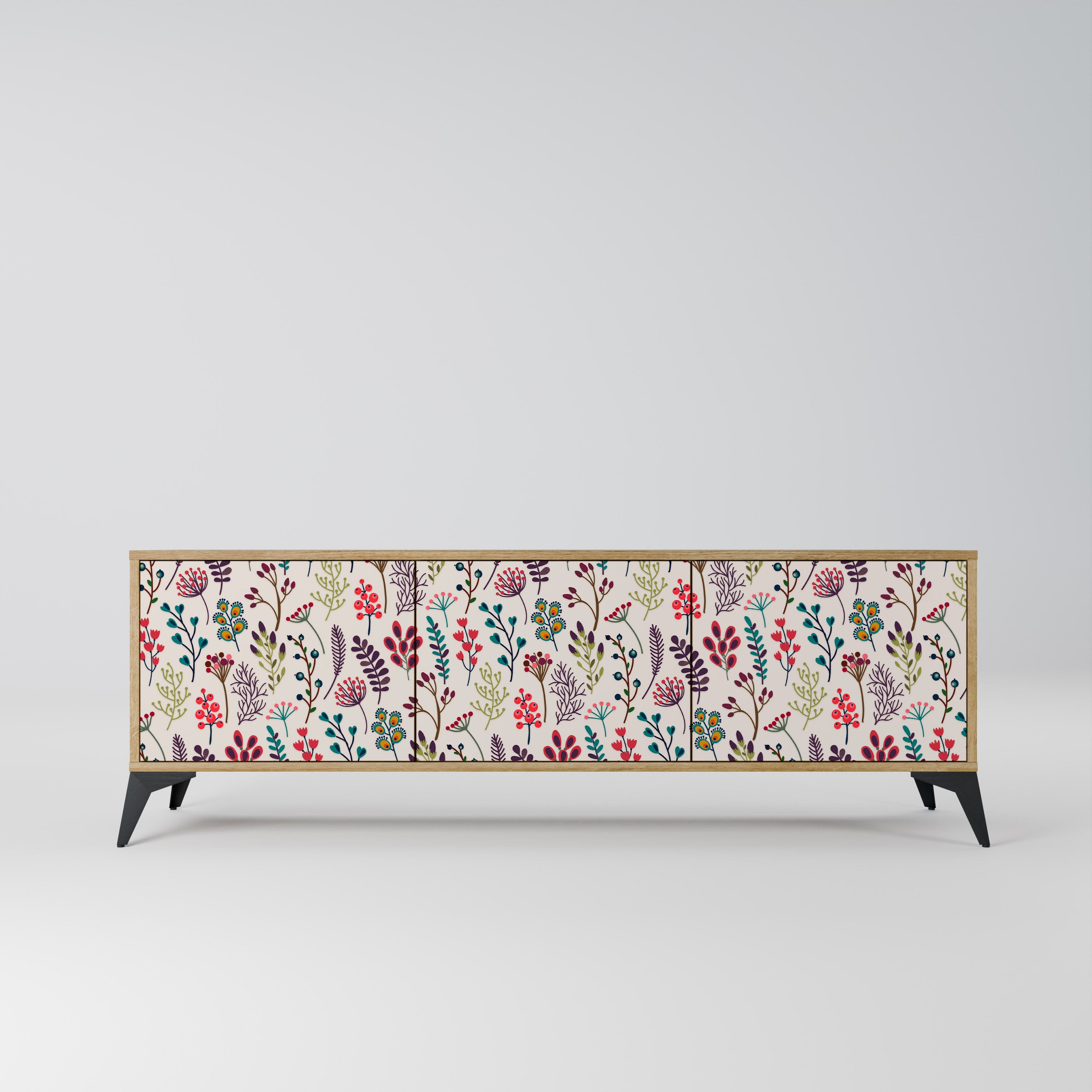 AUTUMN SUNDRIES 3-Door TV Stand in Oak Effect