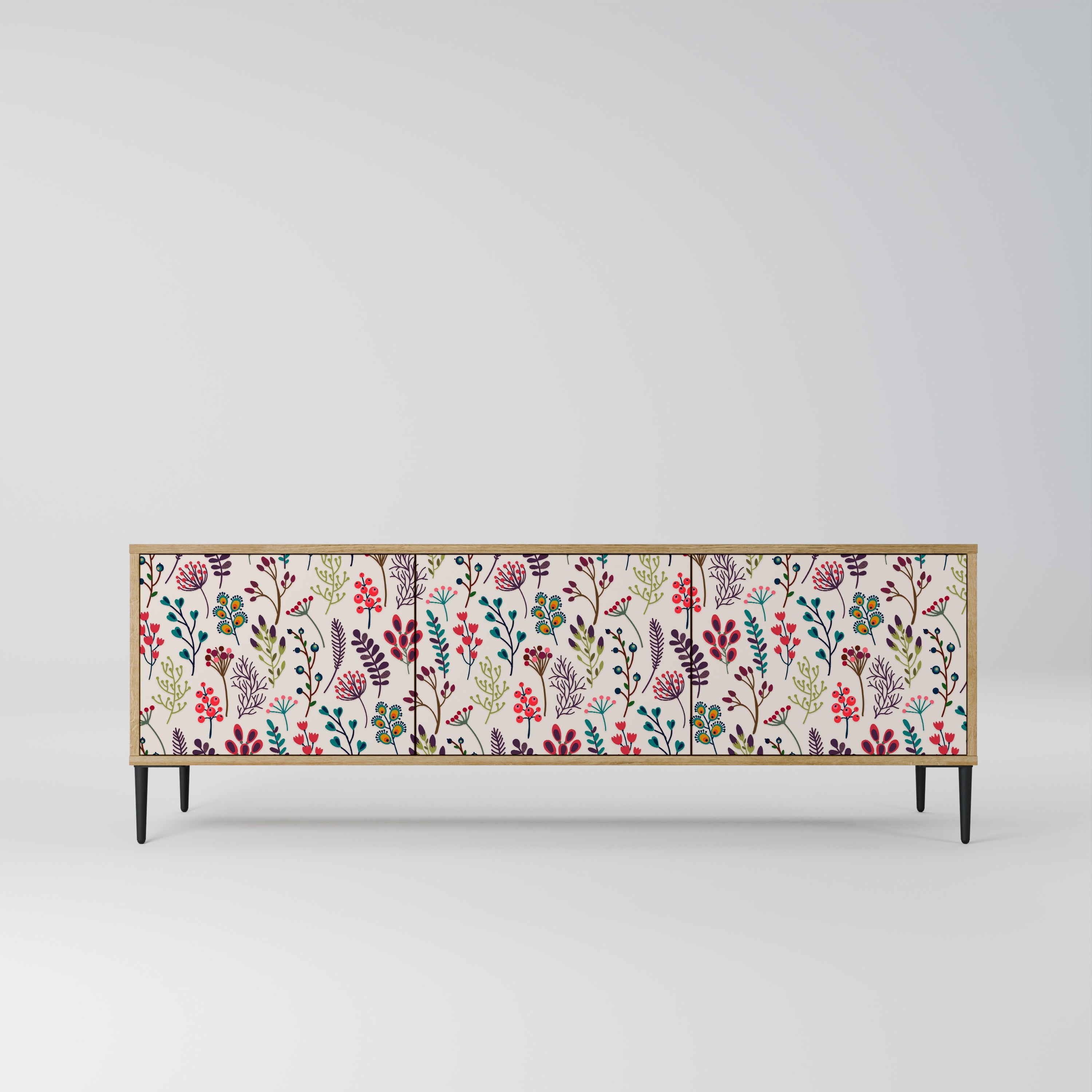 AUTUMN SUNDRIES 3-Door TV Stand in Oak Effect