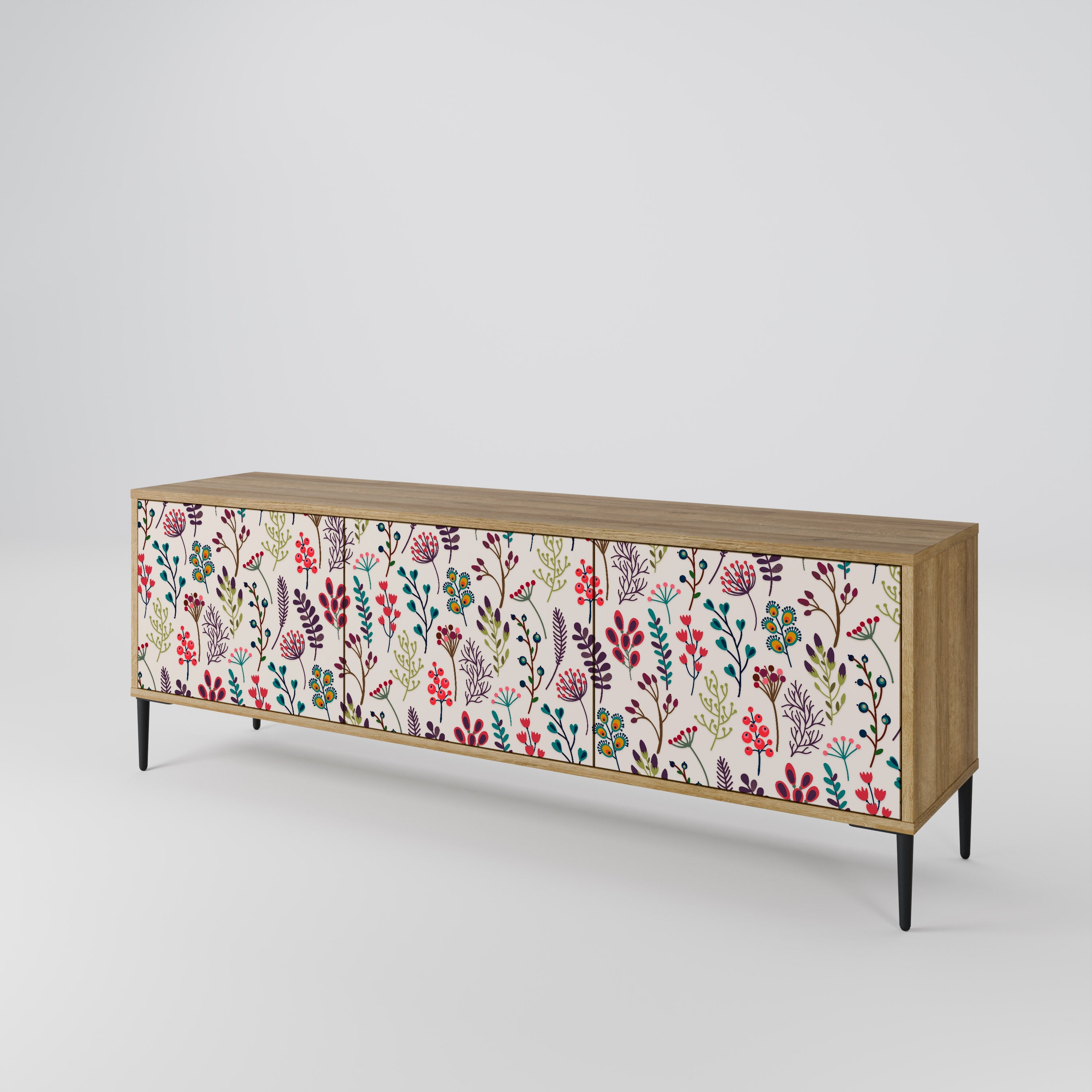 AUTUMN SUNDRIES 3-Door TV Stand in Oak Effect