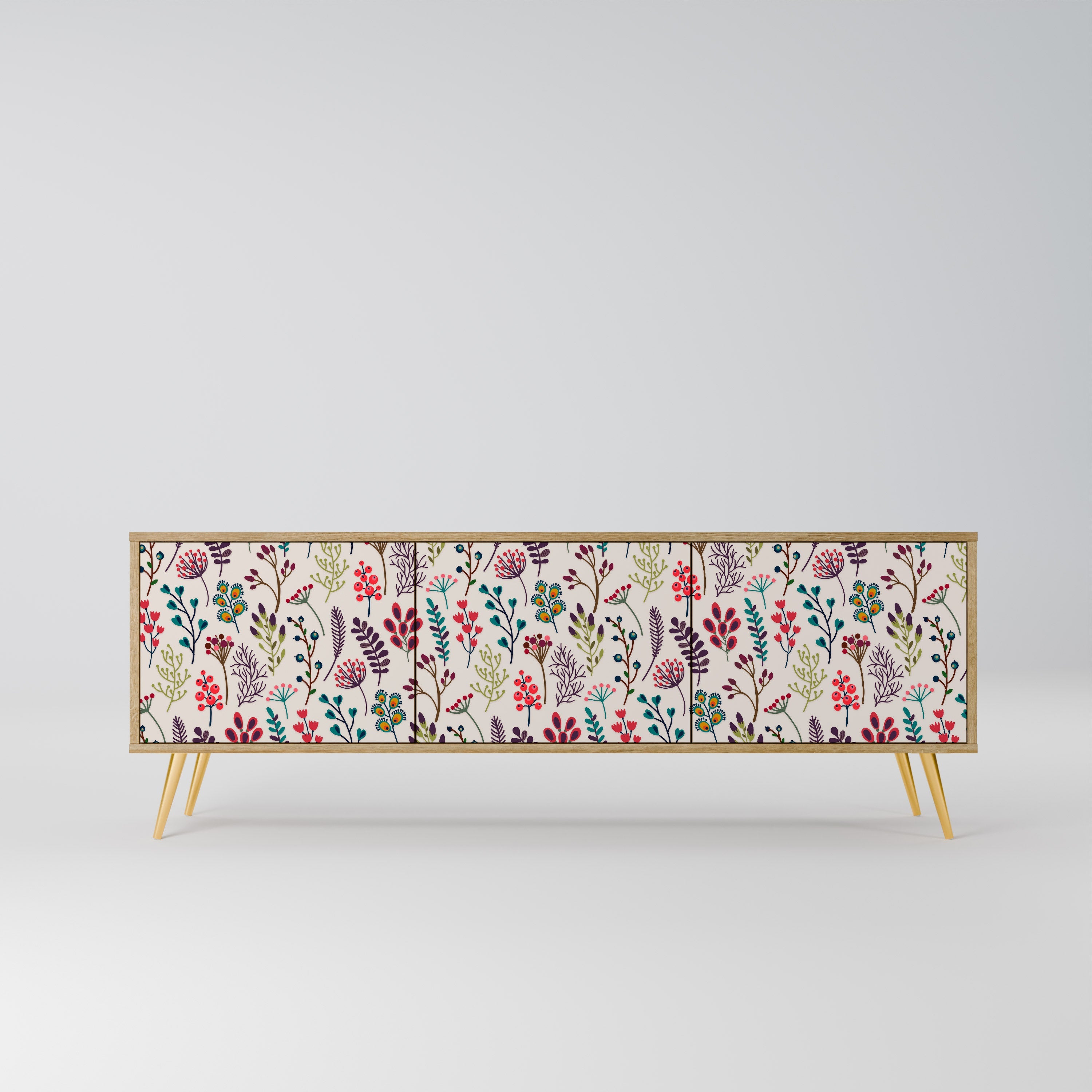 AUTUMN SUNDRIES 3-Door TV Stand in Oak Effect