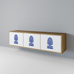 POLISH FOLK ART 3-Door TV Stand in Oak Effect