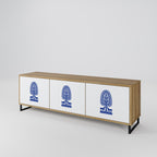 POLISH FOLK ART 3-Door TV Stand in Oak Effect