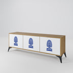 POLISH FOLK ART 3-Door TV Stand in Oak Effect