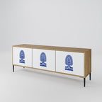 POLISH FOLK ART 3-Door TV Stand in Oak Effect