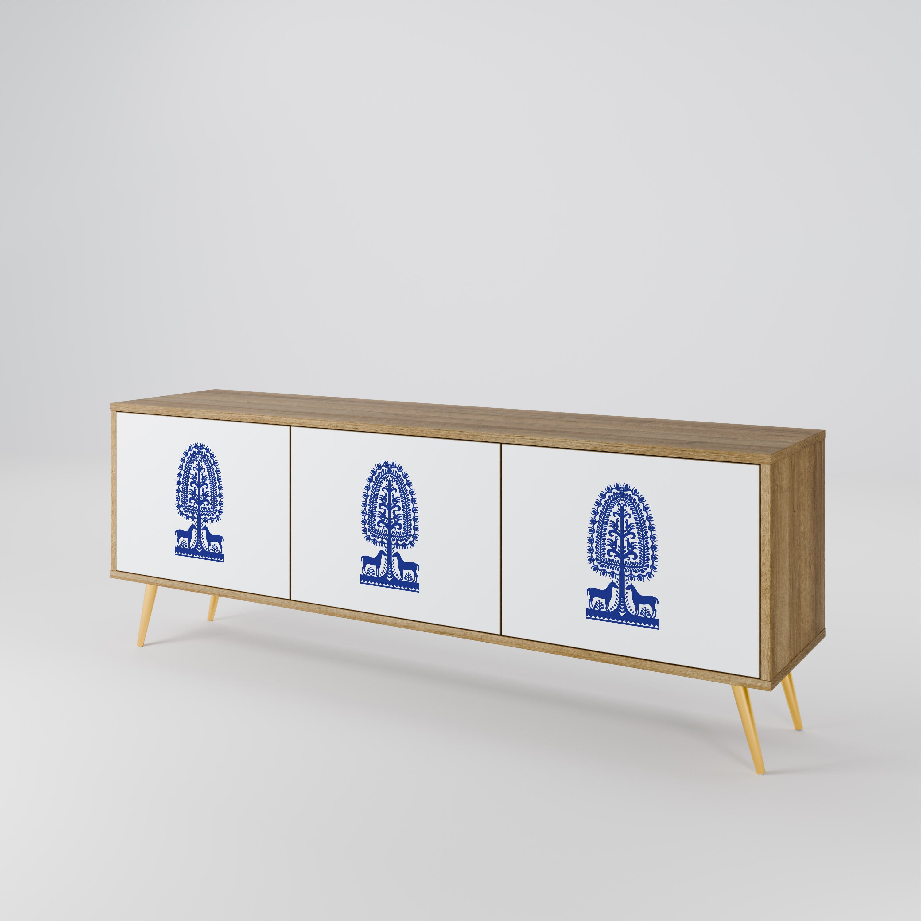 POLISH FOLK ART 3-Door TV Cabinet