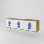 POLISH FOLK ART 3-Door TV Stand in Oak Effect