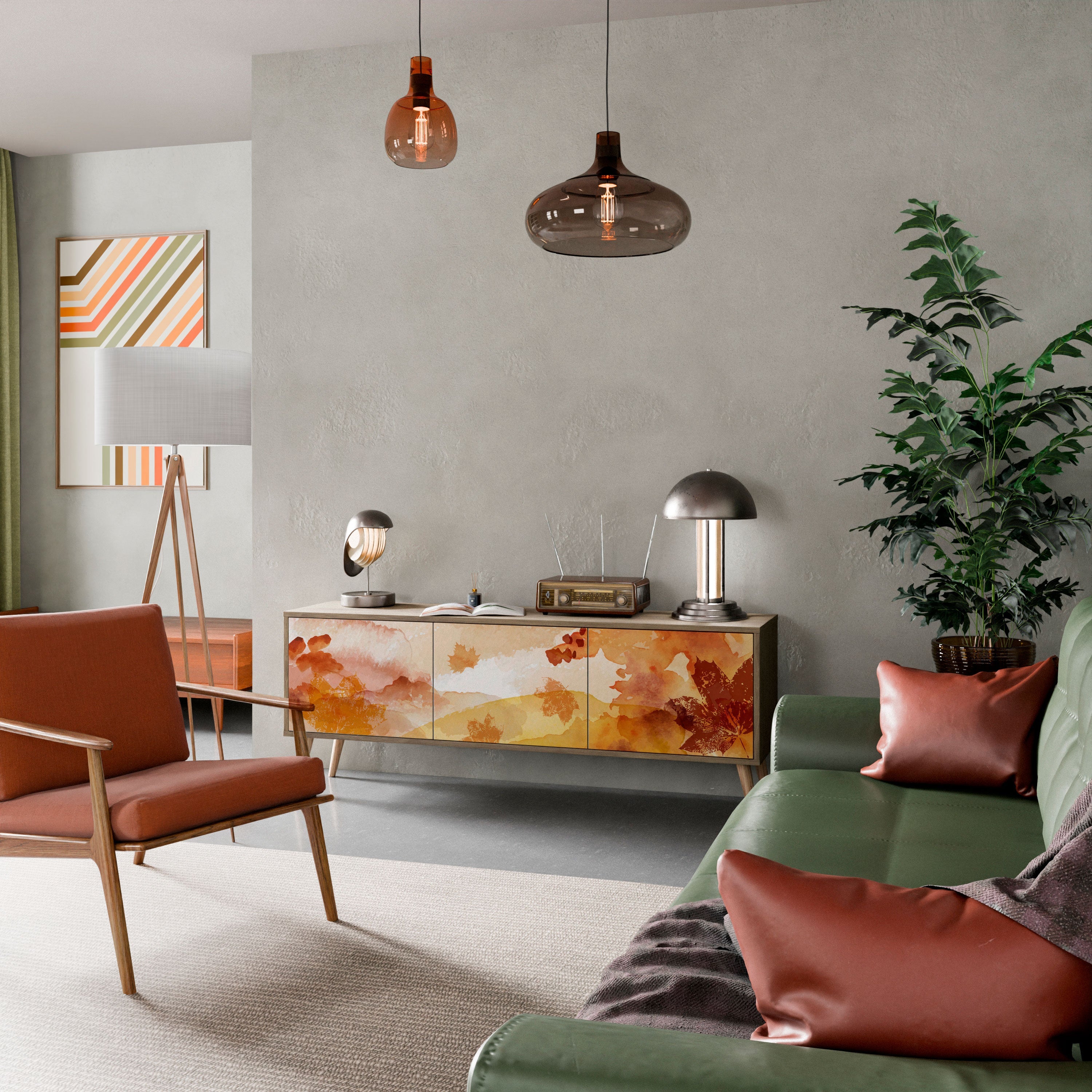 TRACES OF AUTUMN 3-Door TV Stand in Oak Effect