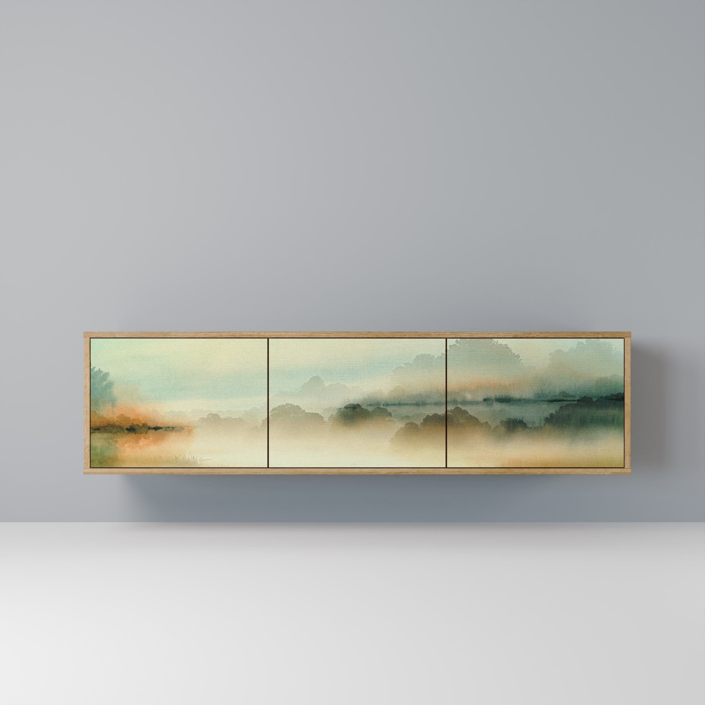 MORNING BY THE LAKE 3-Door TV Stand in Oak Effect