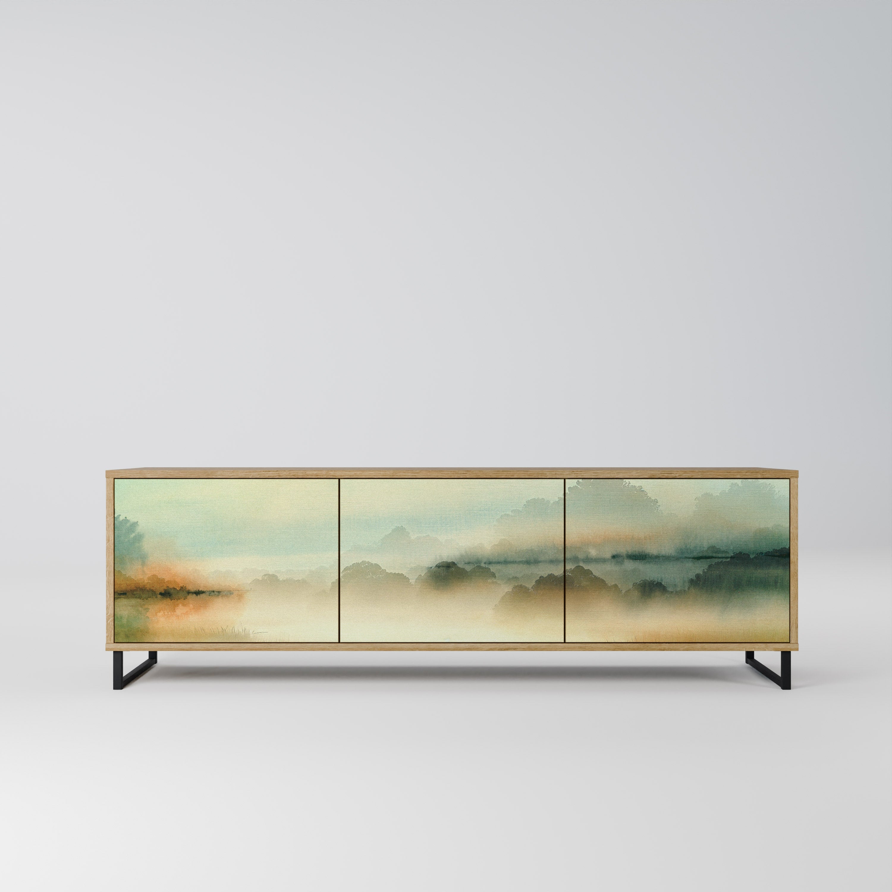 MORNING BY THE LAKE 3-Door TV Stand in Oak Effect