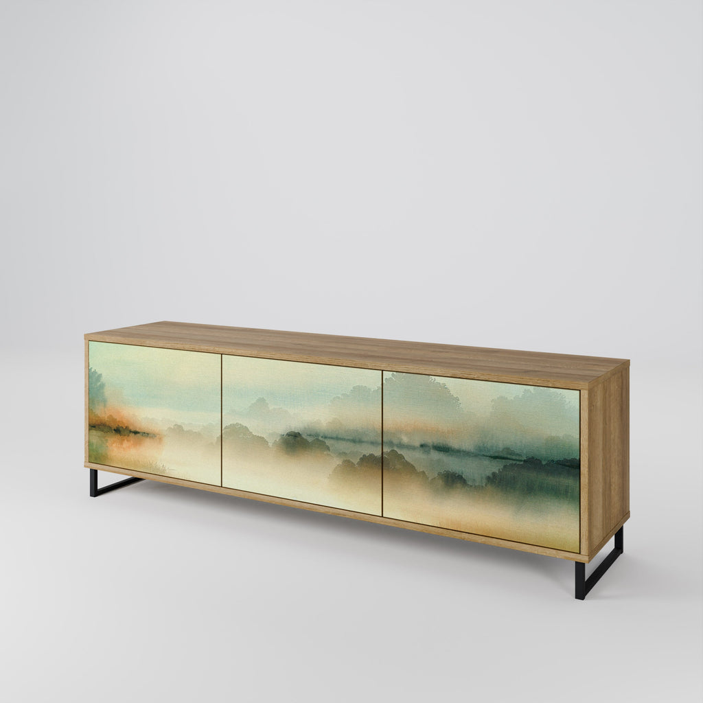 MORNING BY THE LAKE 3-Door TV Stand in Oak Effect