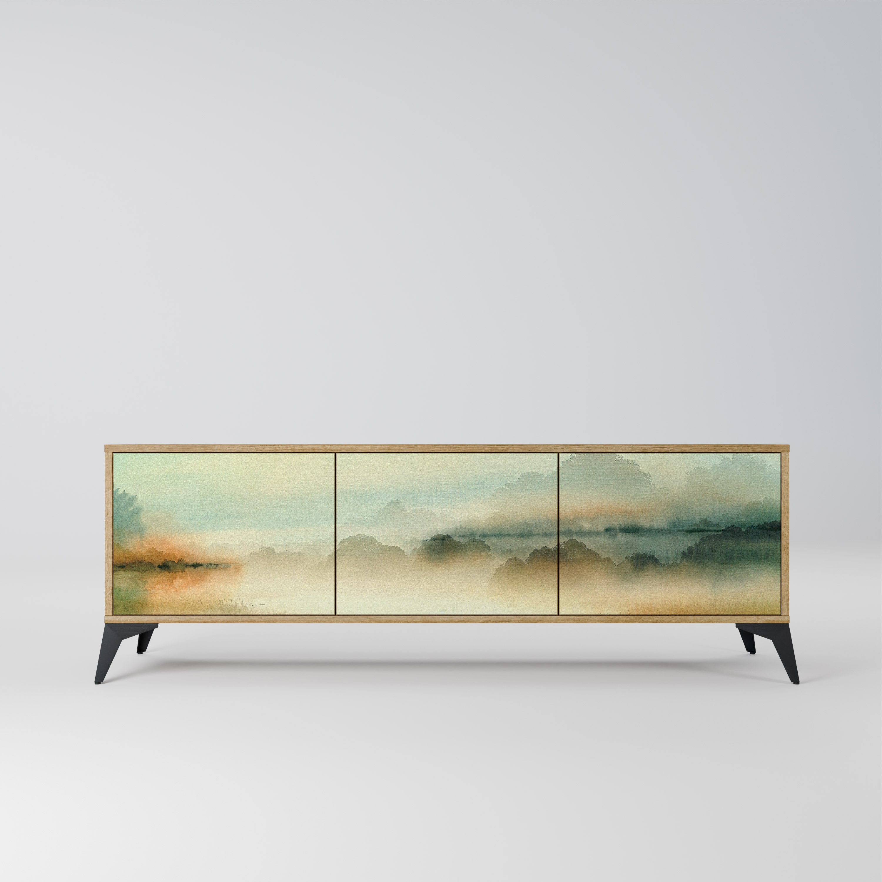 MORNING BY THE LAKE 3-Door TV Stand in Oak Effect