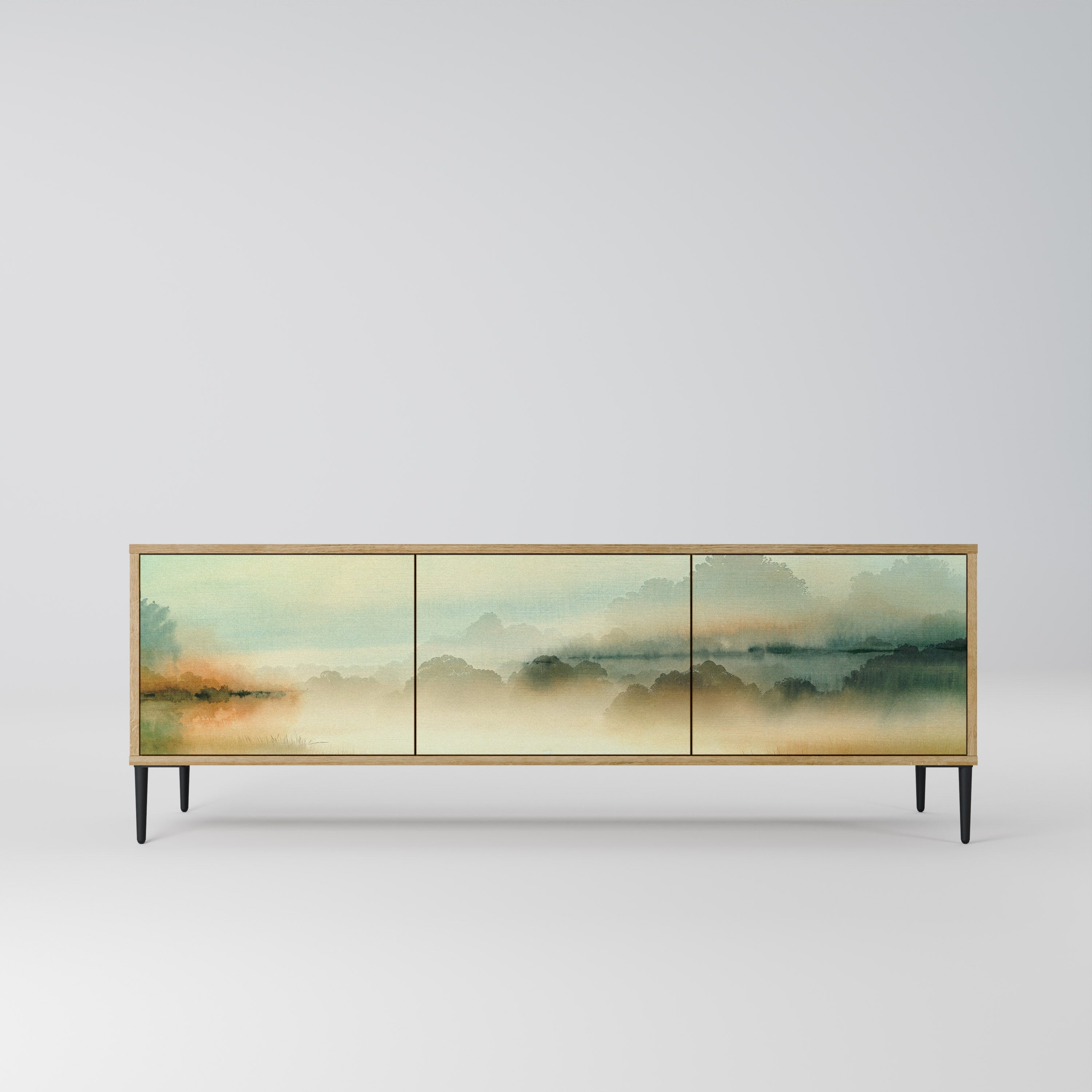 MORNING BY THE LAKE 3-Door TV Stand in Oak Effect