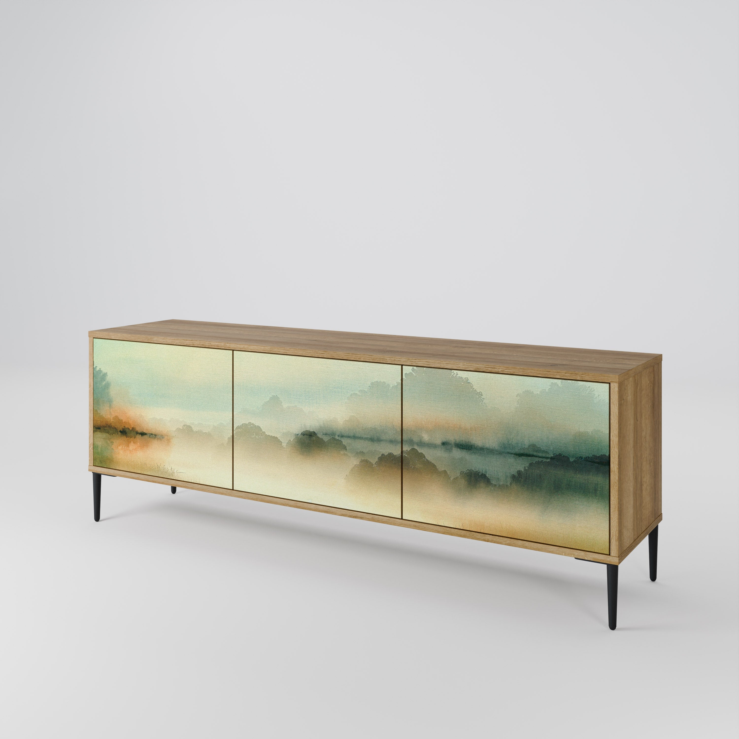 MORNING BY THE LAKE 3-Door TV Stand in Oak Effect