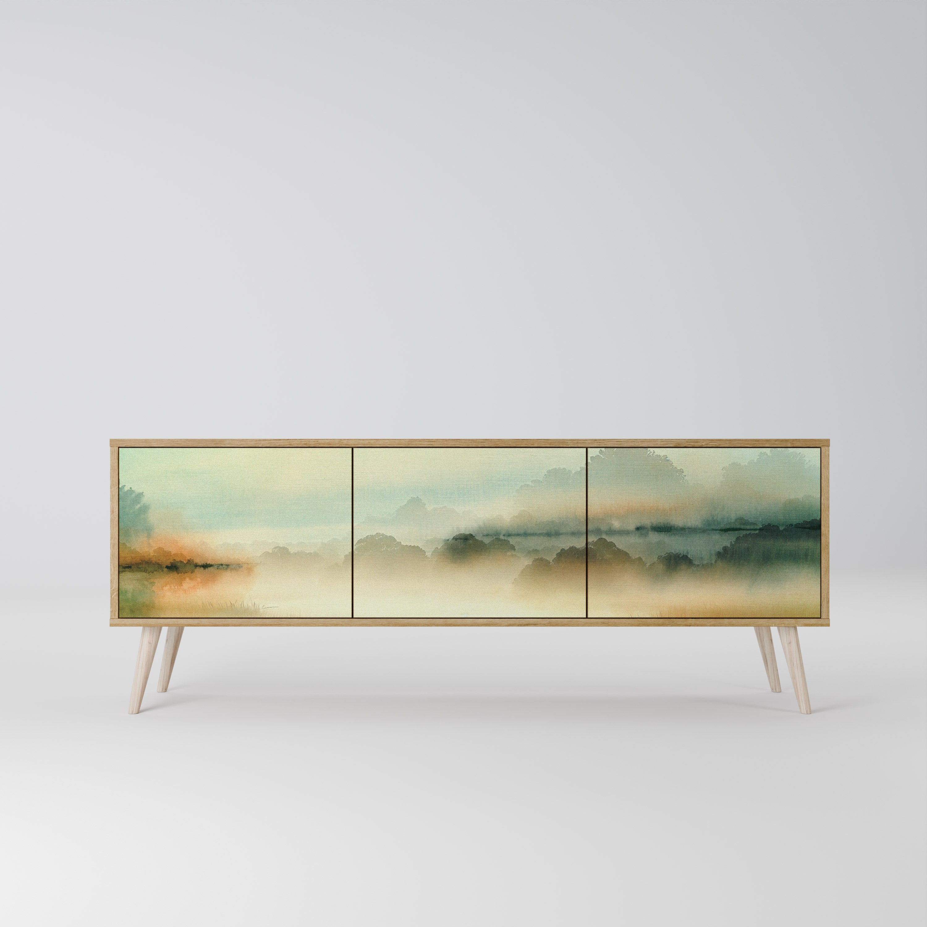 MORNING BY THE LAKE 3-Door TV Stand in Oak Effect