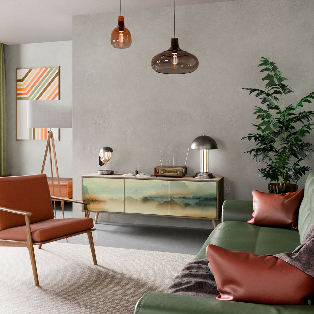 MORNING BY THE LAKE 3-Door TV Stand in Oak Effect