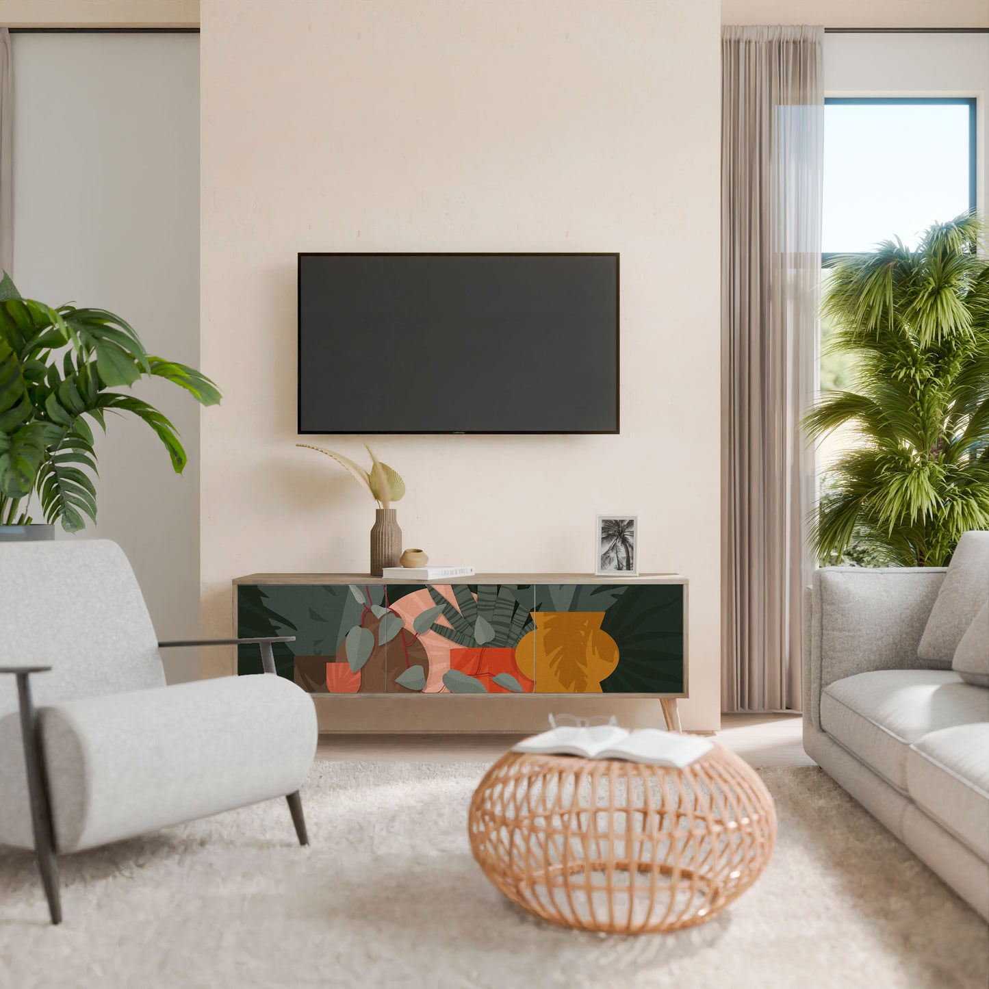 TROPICAL COMPOSITION Móvel de TV de 3 Portas