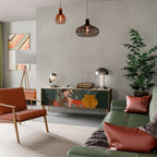 TROPICAL COMPOSITION 3-Door TV Stand in Oak Effect