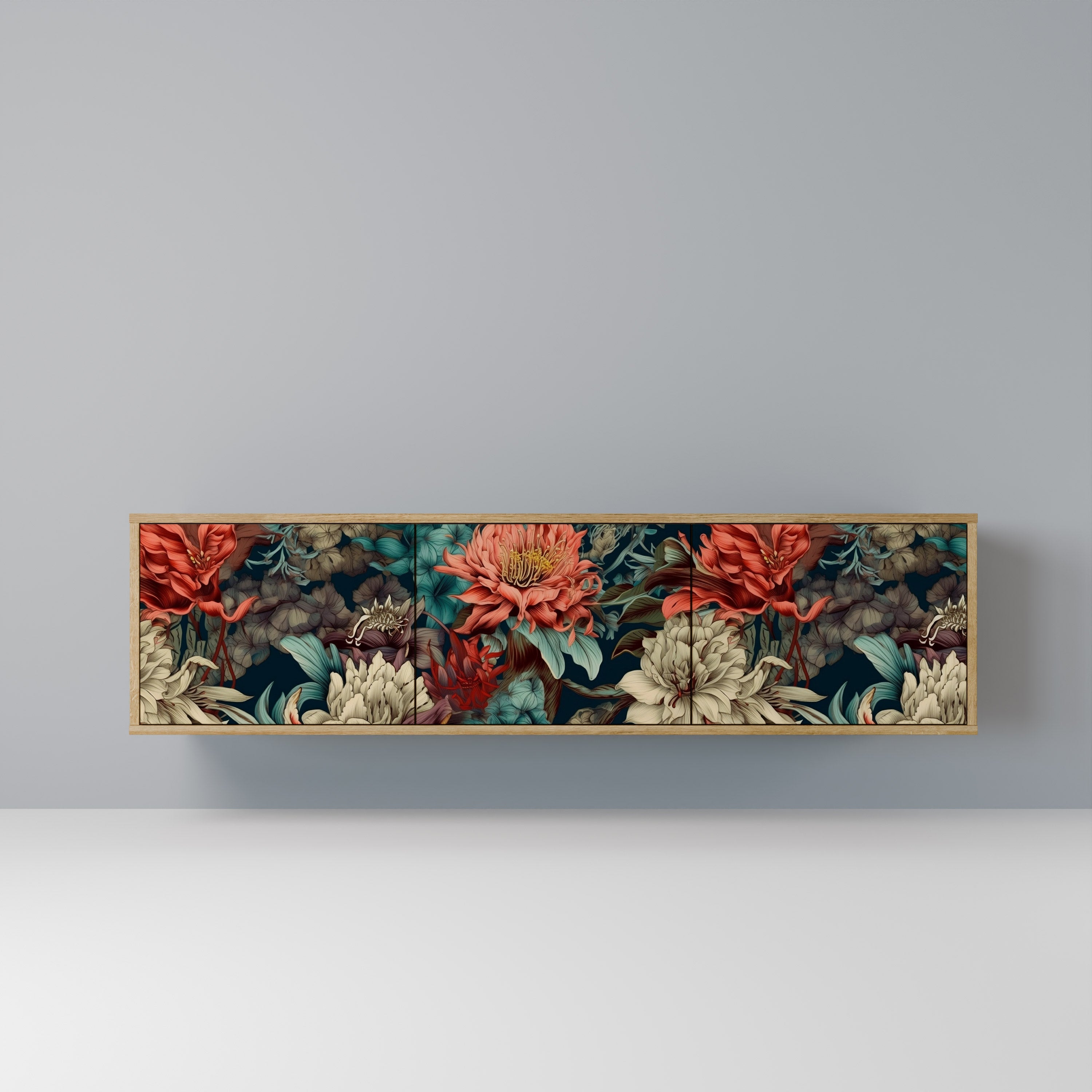 SPROUTING GRACE 3-Door TV Stand in Oak Effect