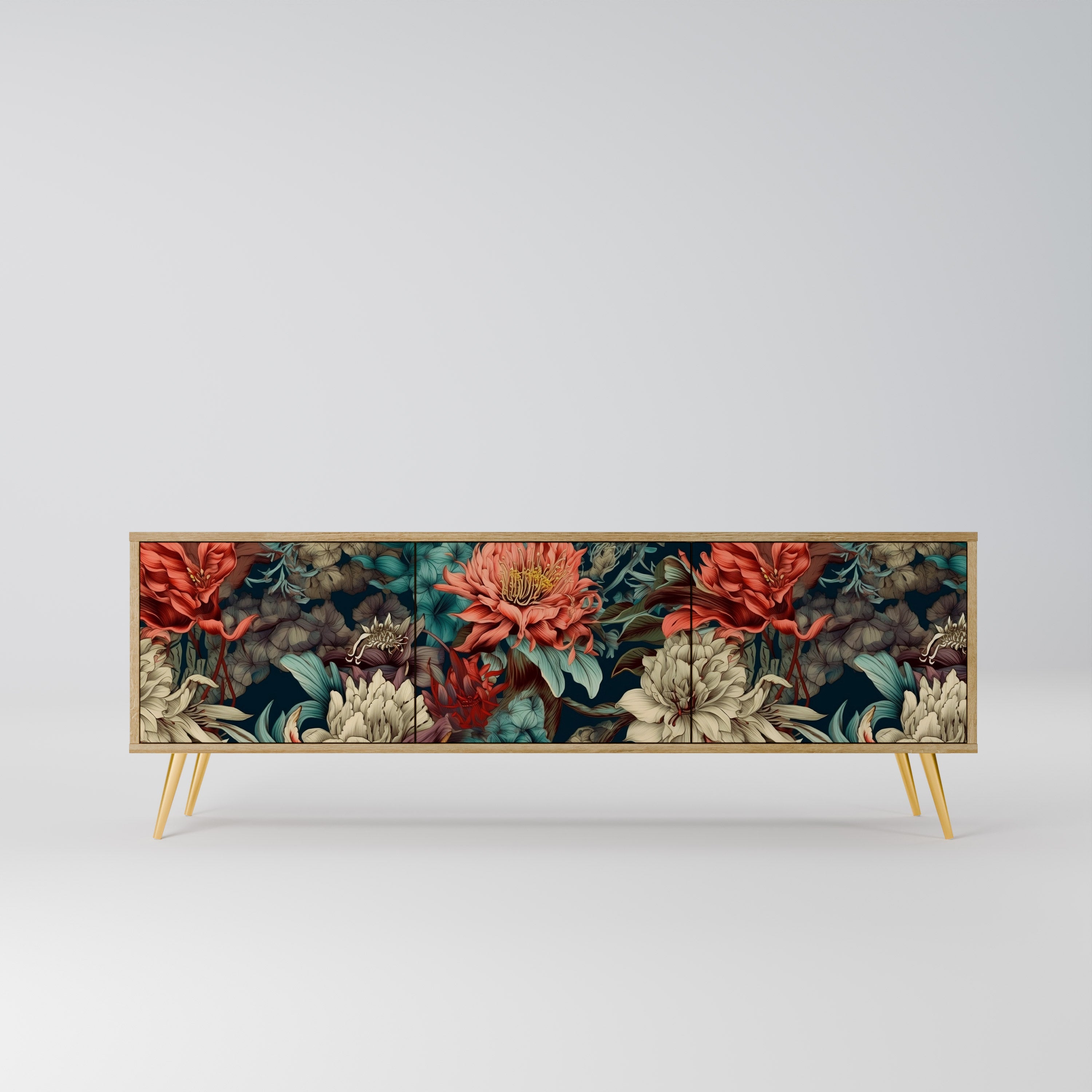 SPROUTING GRACE 3-Door TV Stand in Oak Effect