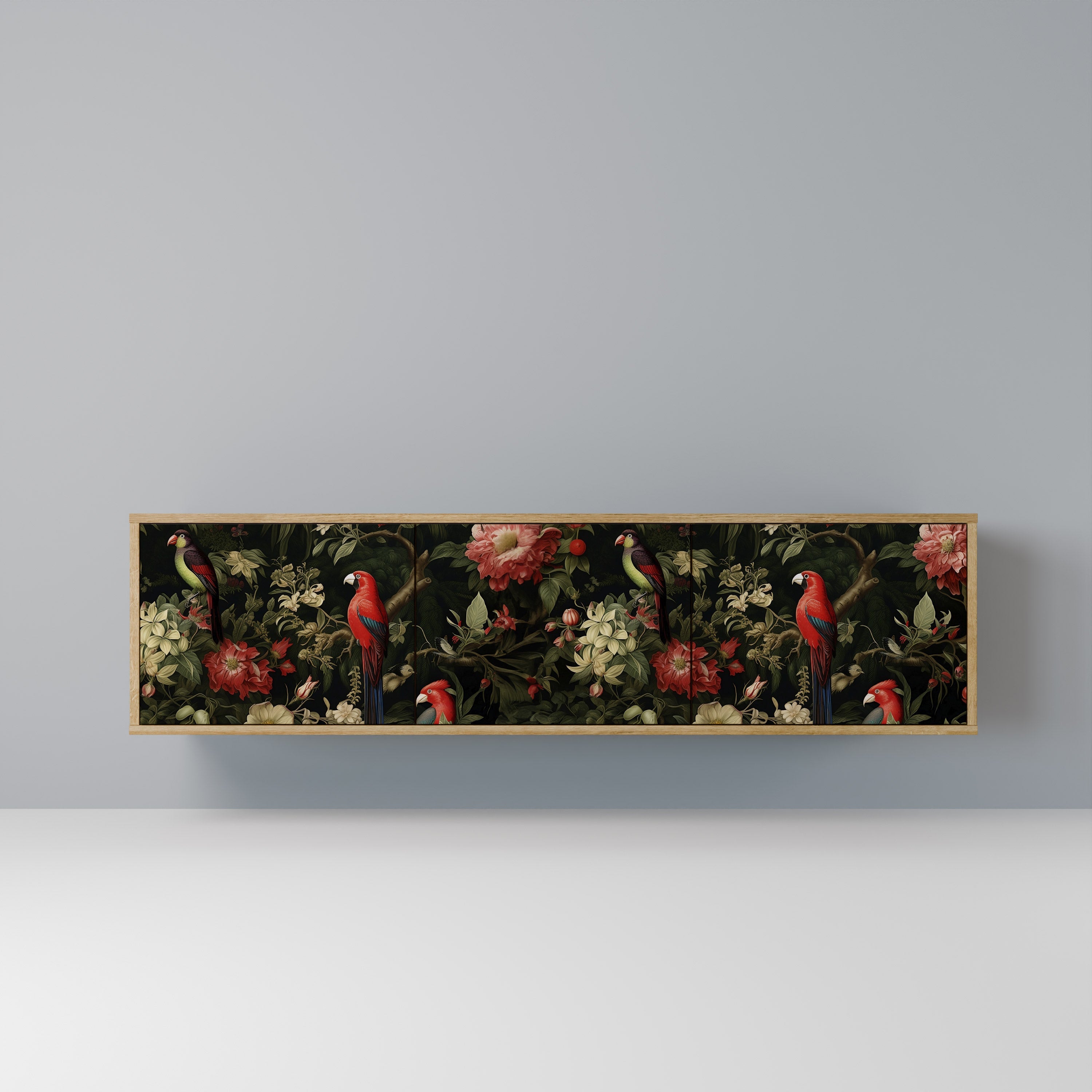 AVIAN GREENERY 3-Door TV Stand in Oak Effect