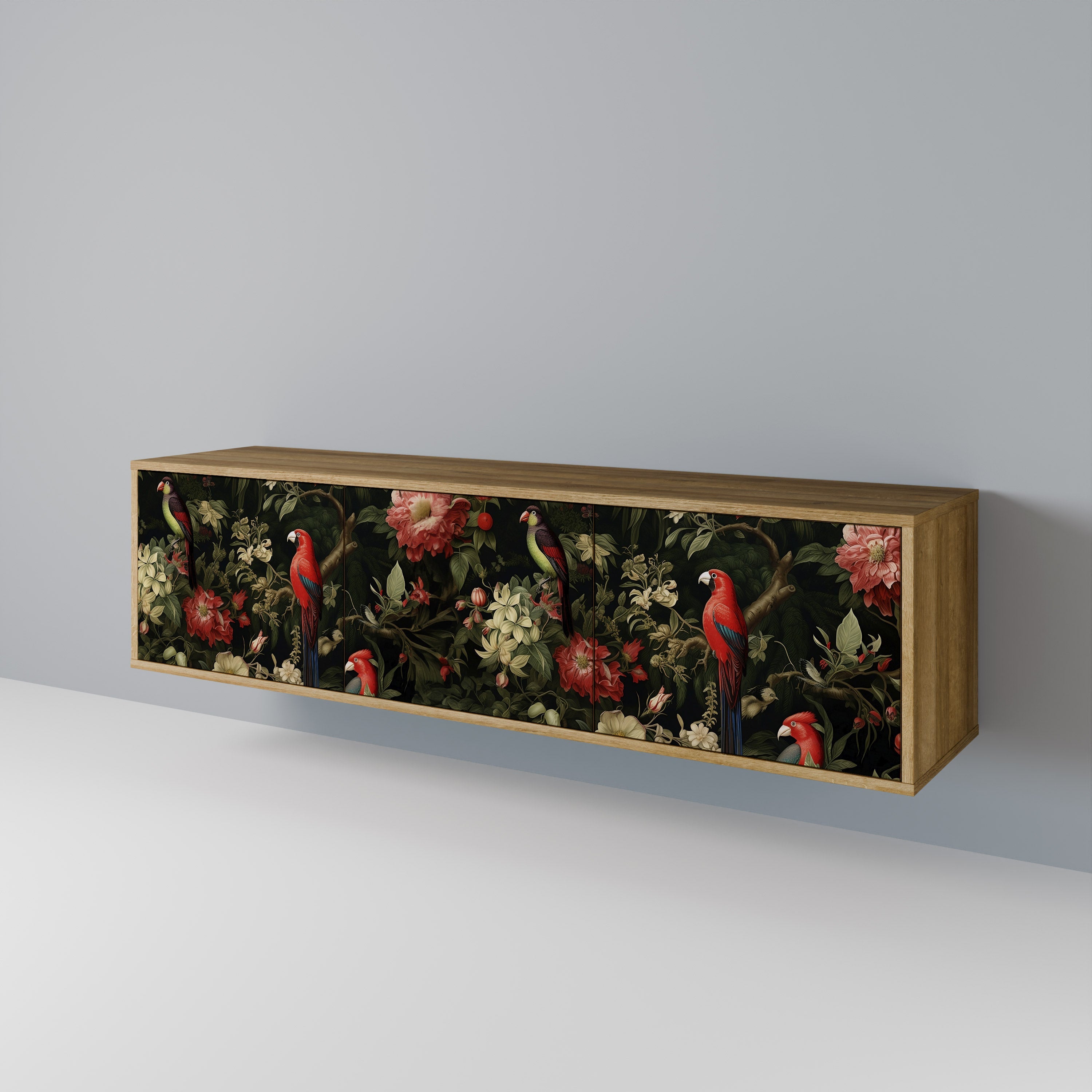 AVIAN GREENERY 3-Door TV Stand in Oak Effect