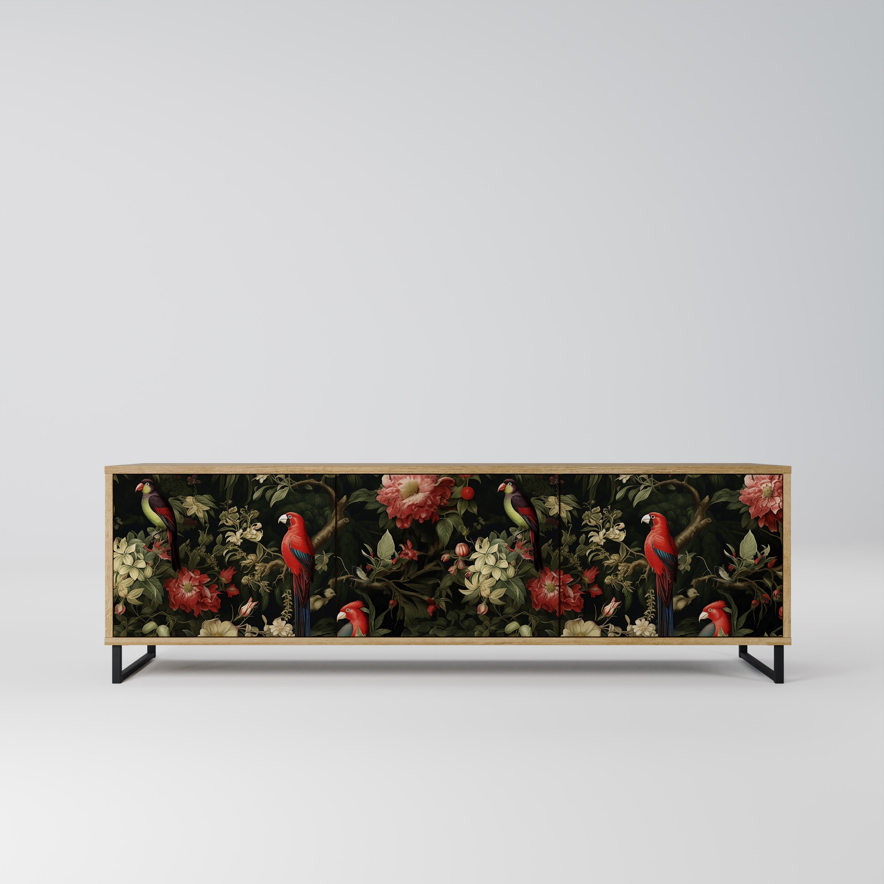 AVIAN GREENERY 3-Door TV Stand in Oak Effect