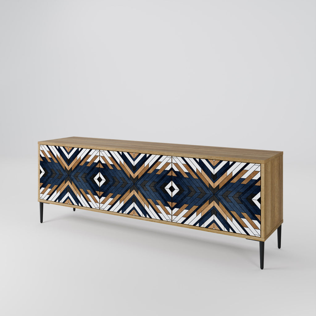 ARTFUL GEOMETRY 3-Door TV Stand in Oak Effect