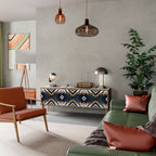 ARTFUL GEOMETRY 3-Door TV Stand in Oak Effect