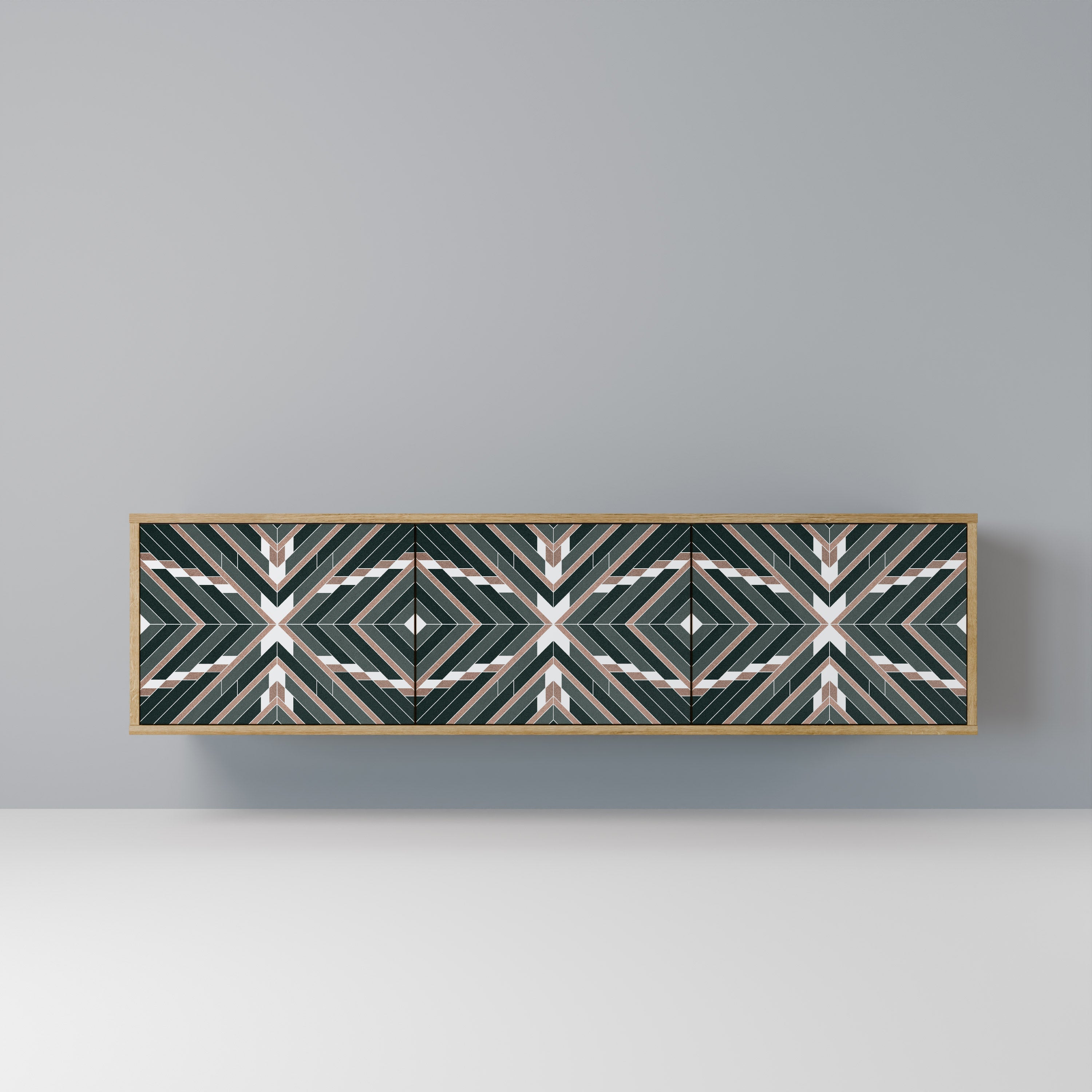 DIMENSION DELIGHTS 3-Door TV Stand in Oak Effect