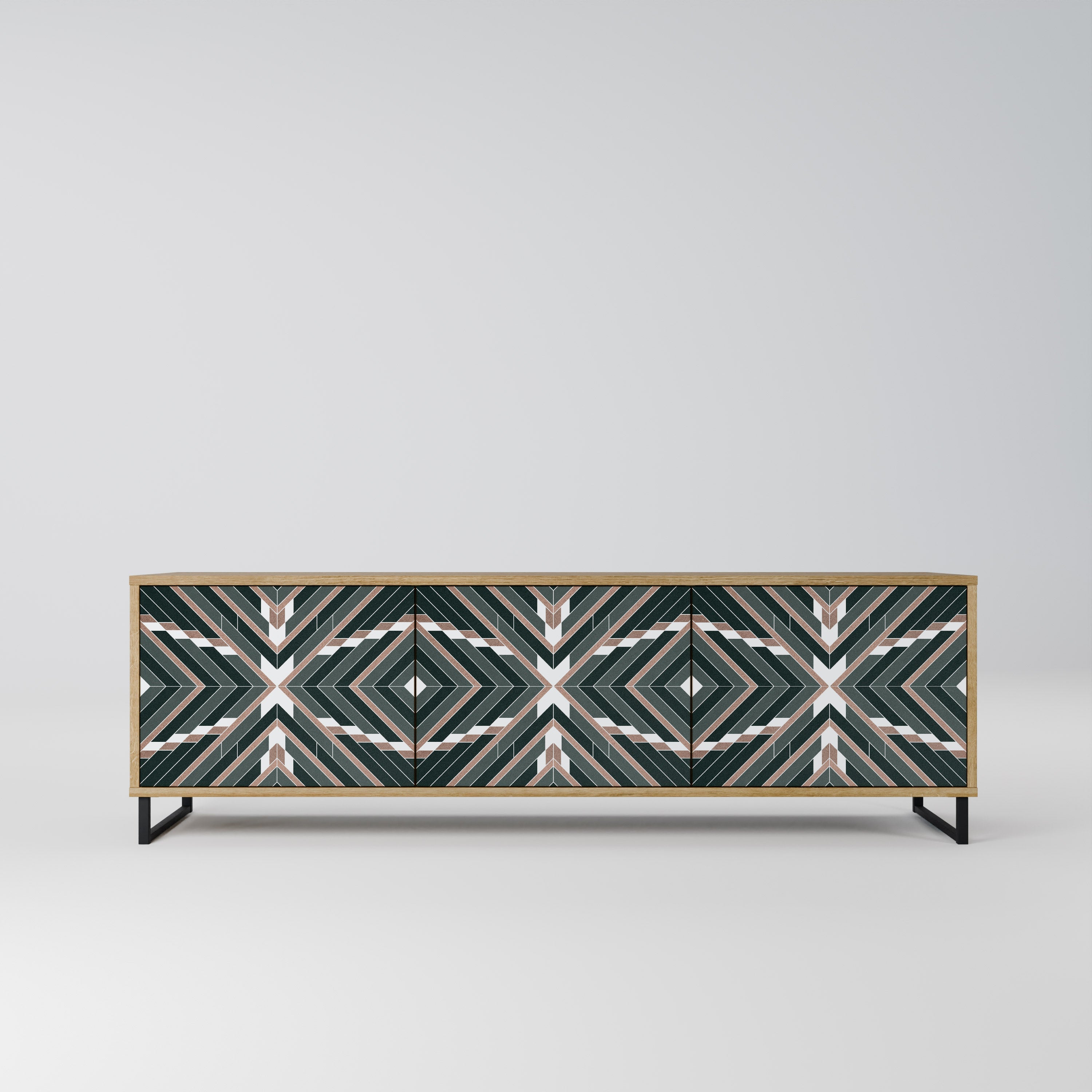 DIMENSION DELIGHTS 3-Door TV Stand in Oak Effect