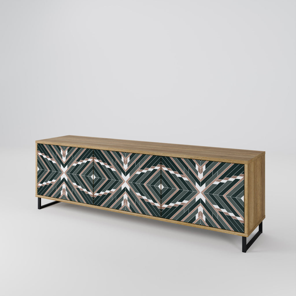 DIMENSION DELIGHTS 3-Door TV Stand in Oak Effect