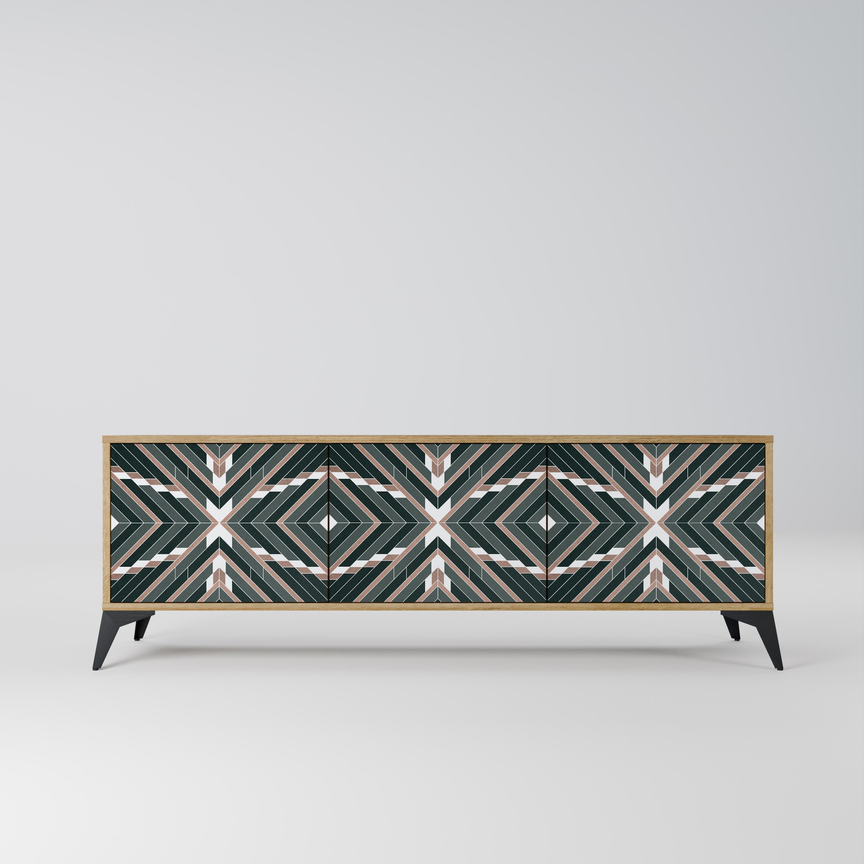 DIMENSION DELIGHTS 3-Door TV Stand in Oak Effect