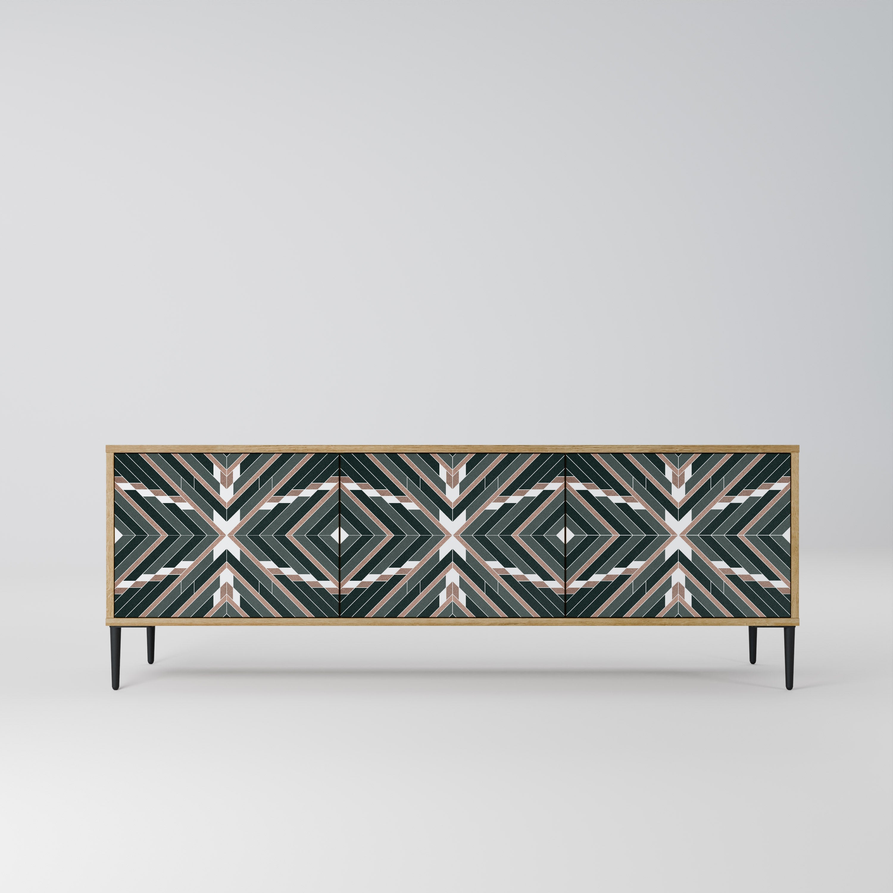 DIMENSION DELIGHTS 3-Door TV Stand in Oak Effect