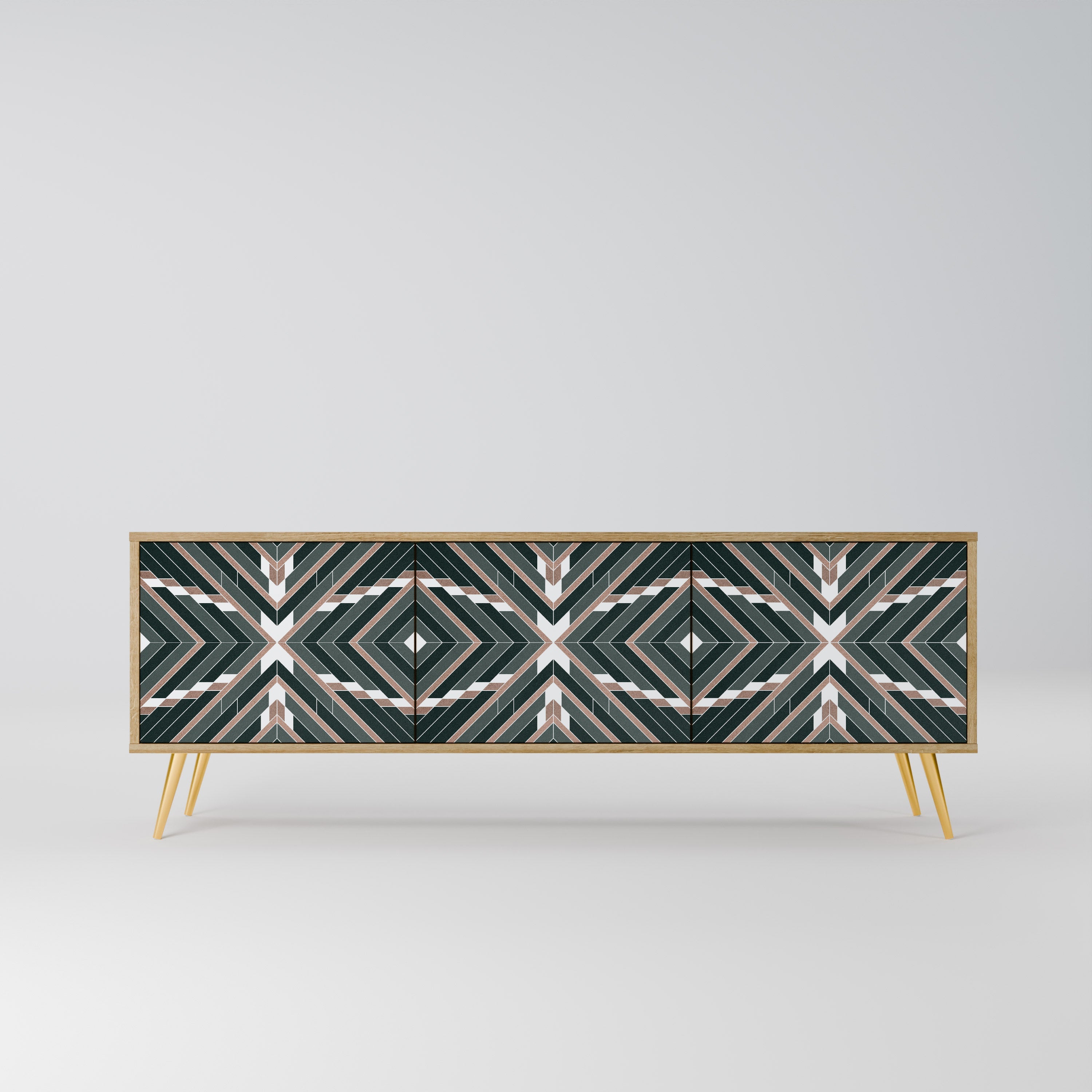 DIMENSION DELIGHTS 3-Door TV Stand in Oak Effect