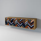 VIBRANT PATCHWORK 3-Door TV Stand in Oak Effect