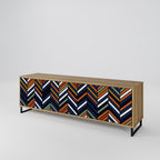 VIBRANT PATCHWORK 3-Door TV Stand in Oak Effect