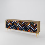 VIBRANT PATCHWORK 3-Door TV Stand in Oak Effect