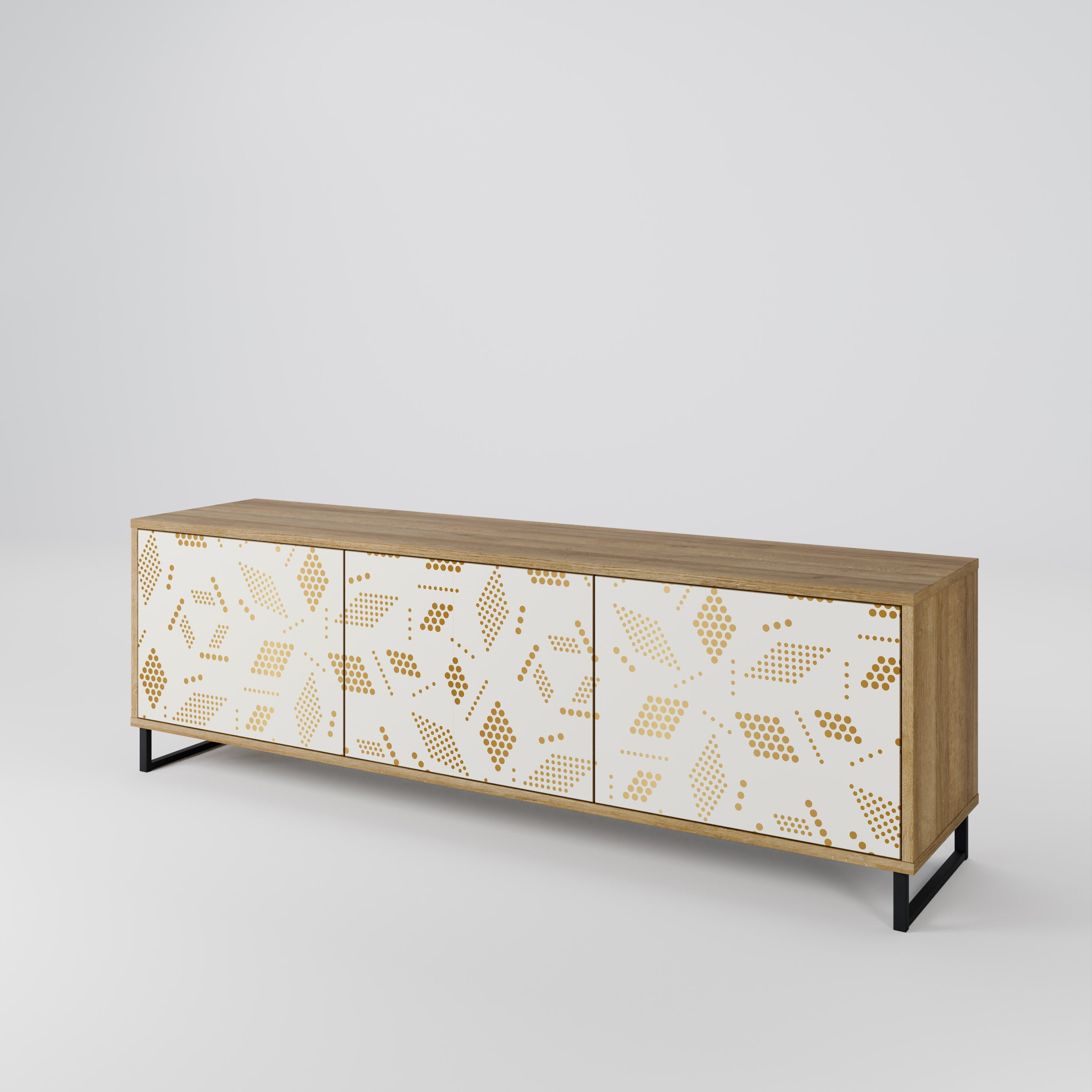 SPOTTED DAZE 3-Door TV Stand in Oak Effect