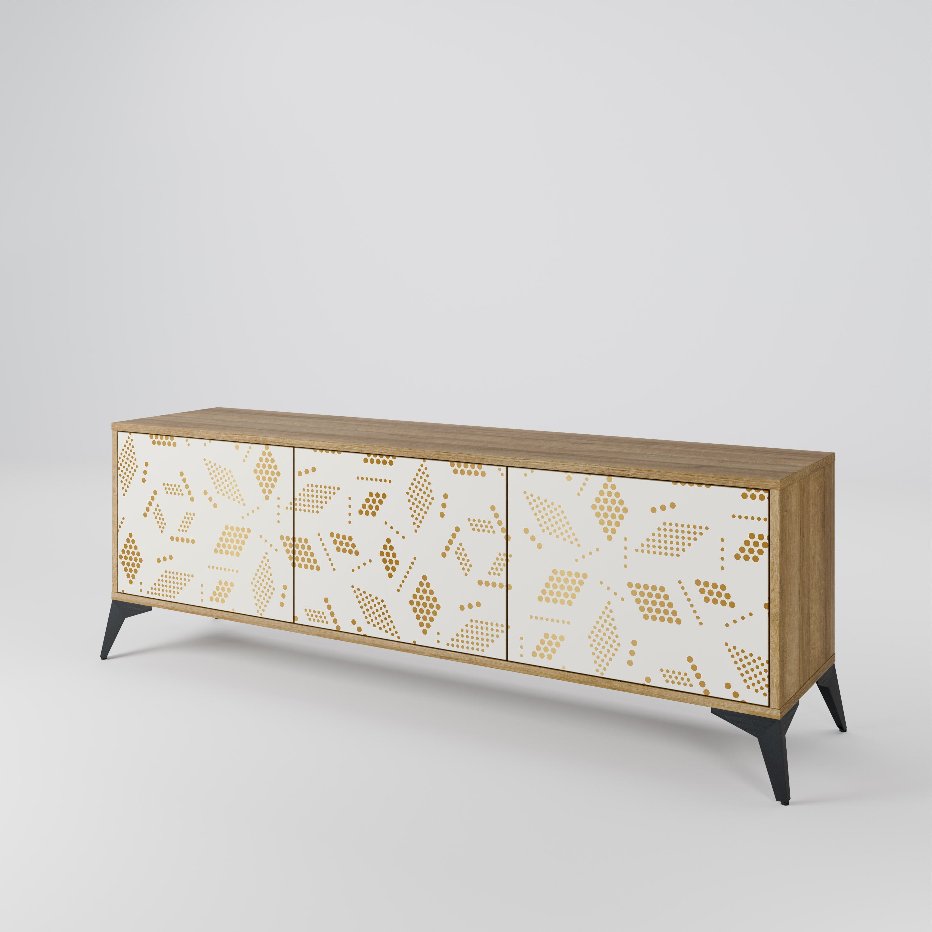 SPOTTED DAZE 3-Door TV Stand in Oak Effect