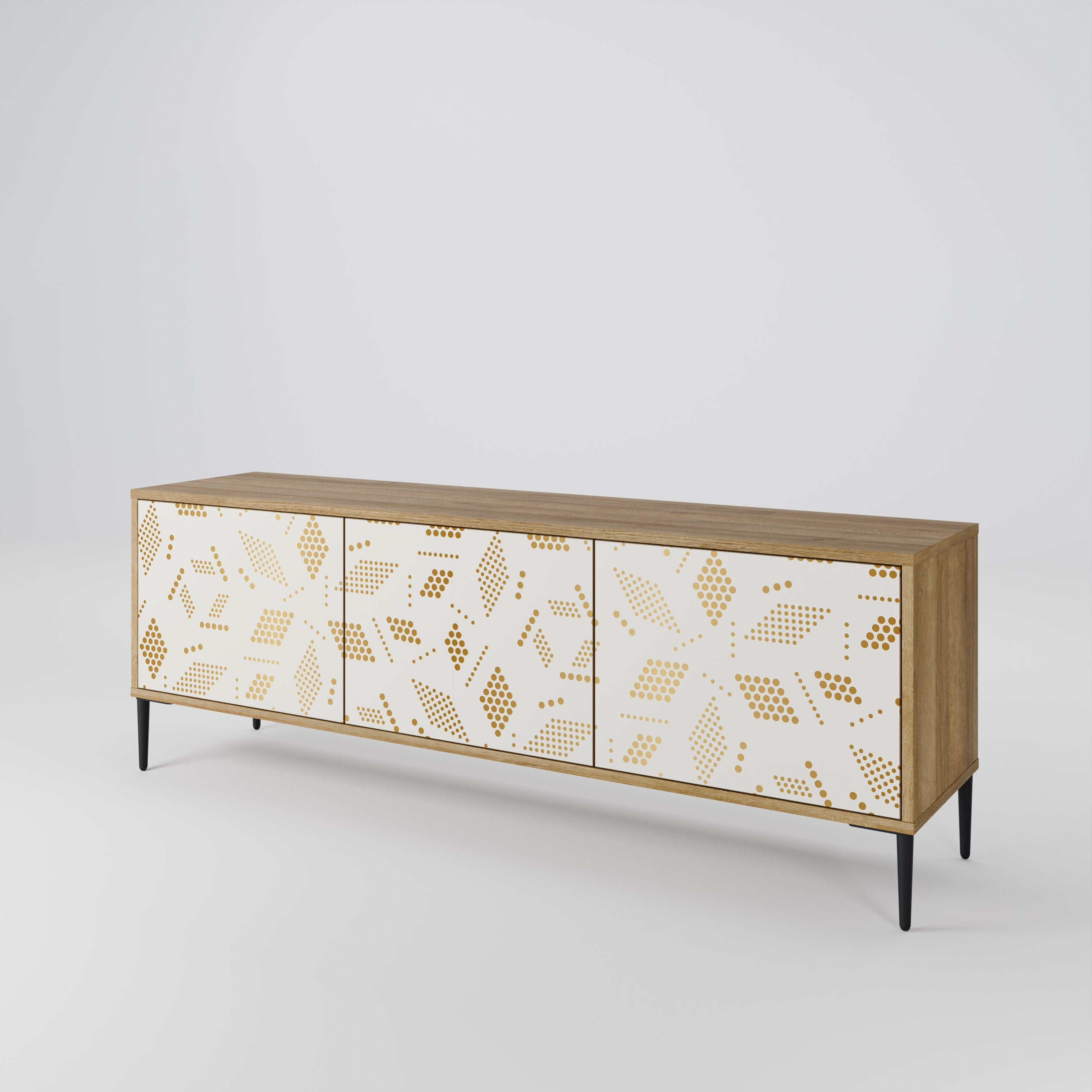 SPOTTED DAZE 3-Door TV Stand in Oak Effect